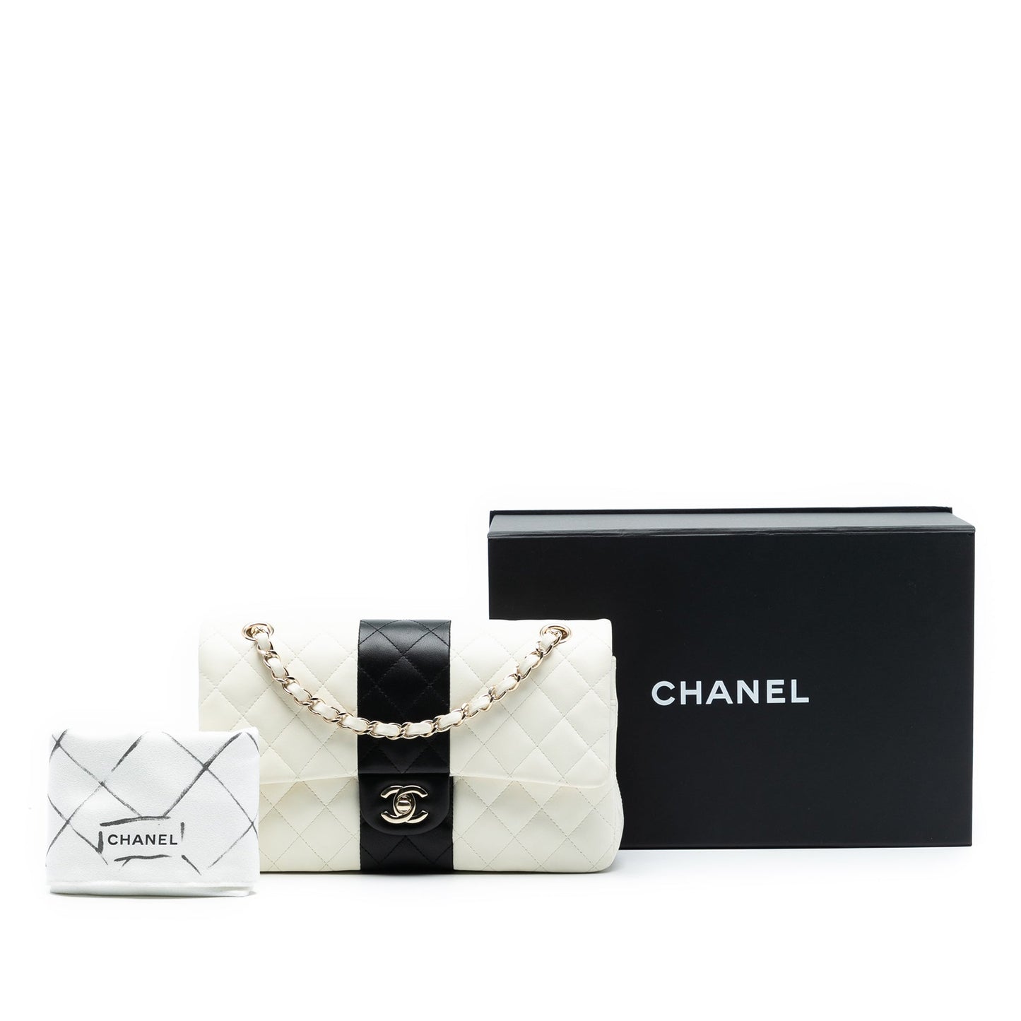 Chanel Medium Classic Bi Stripe Lambskin Double Flap