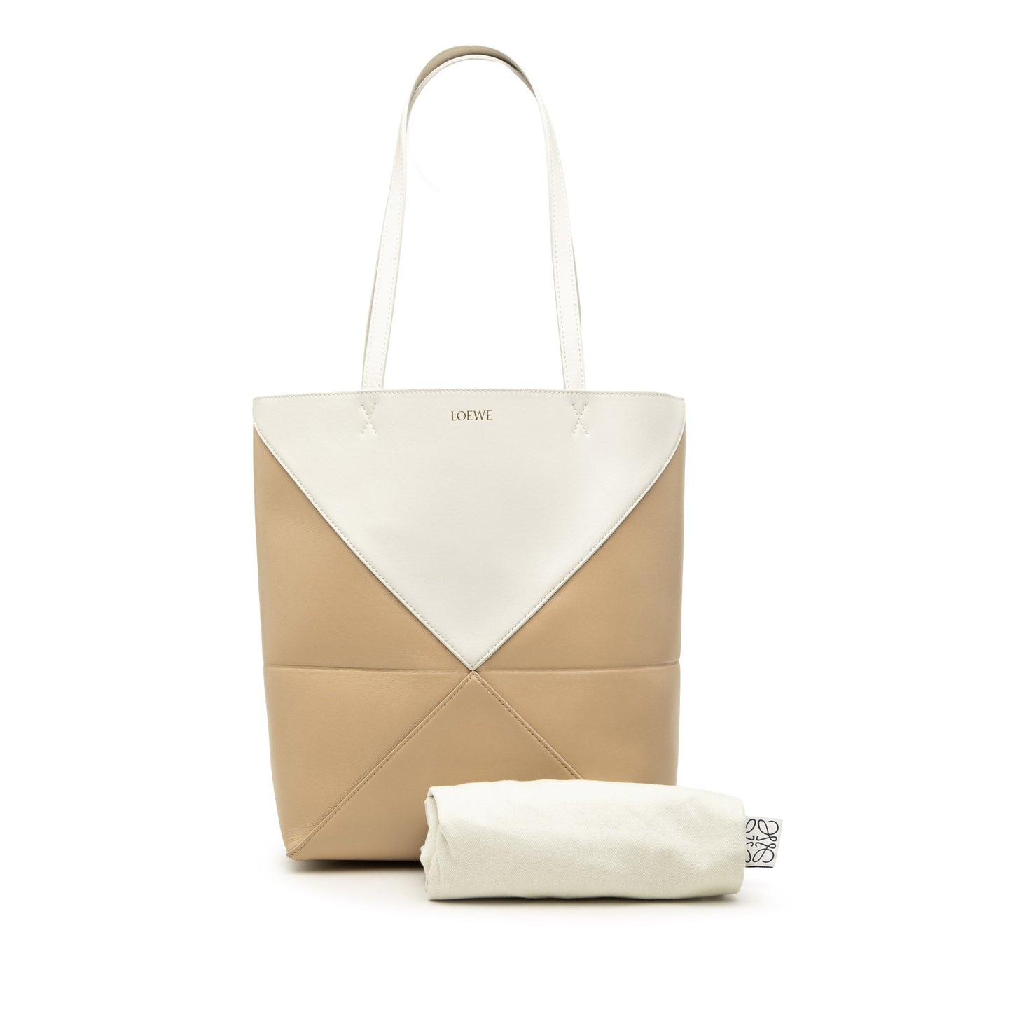 LOEWE Medium Bicolor Shiny Calfskin Puzzle Fold Tote