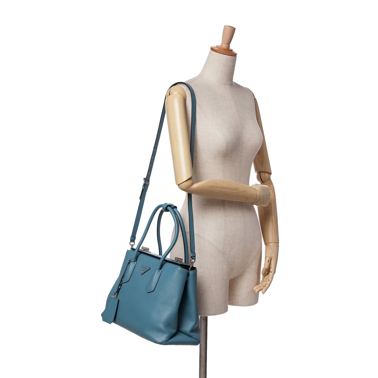 Prada Saffiano Cuir Turnlock Twin Satchel