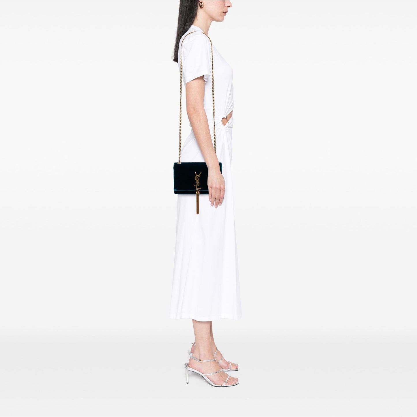 Saint Laurent Small Velvet Monogram Kate Tassel Crossbody