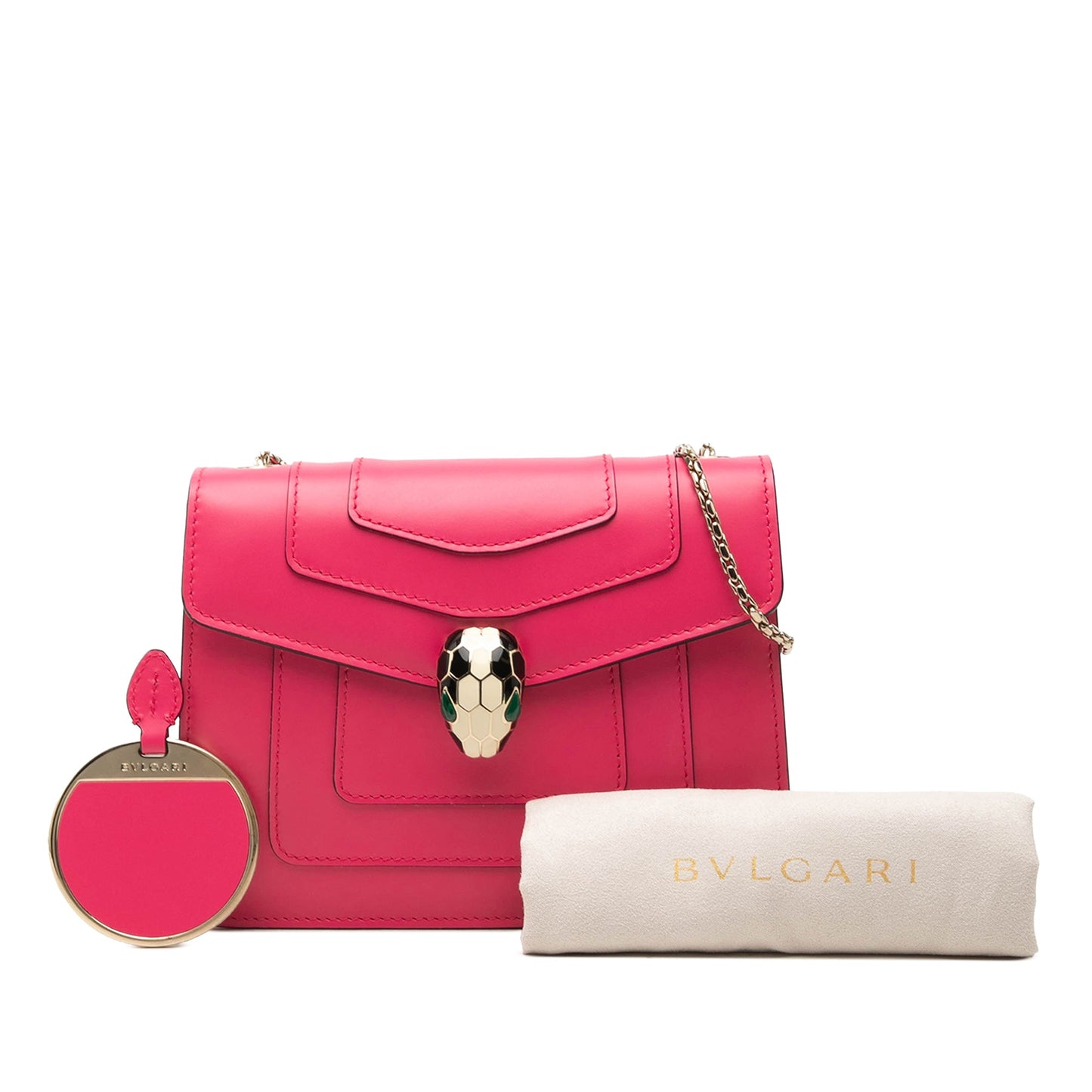 Bvlgari Small Leather Square Serpenti Forever Chain Crossbody