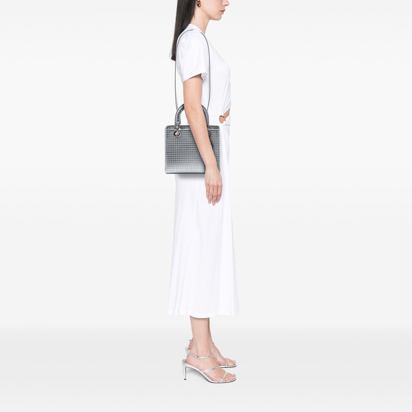 Dior Medium Metallic Patent Microcannage Lady Dior