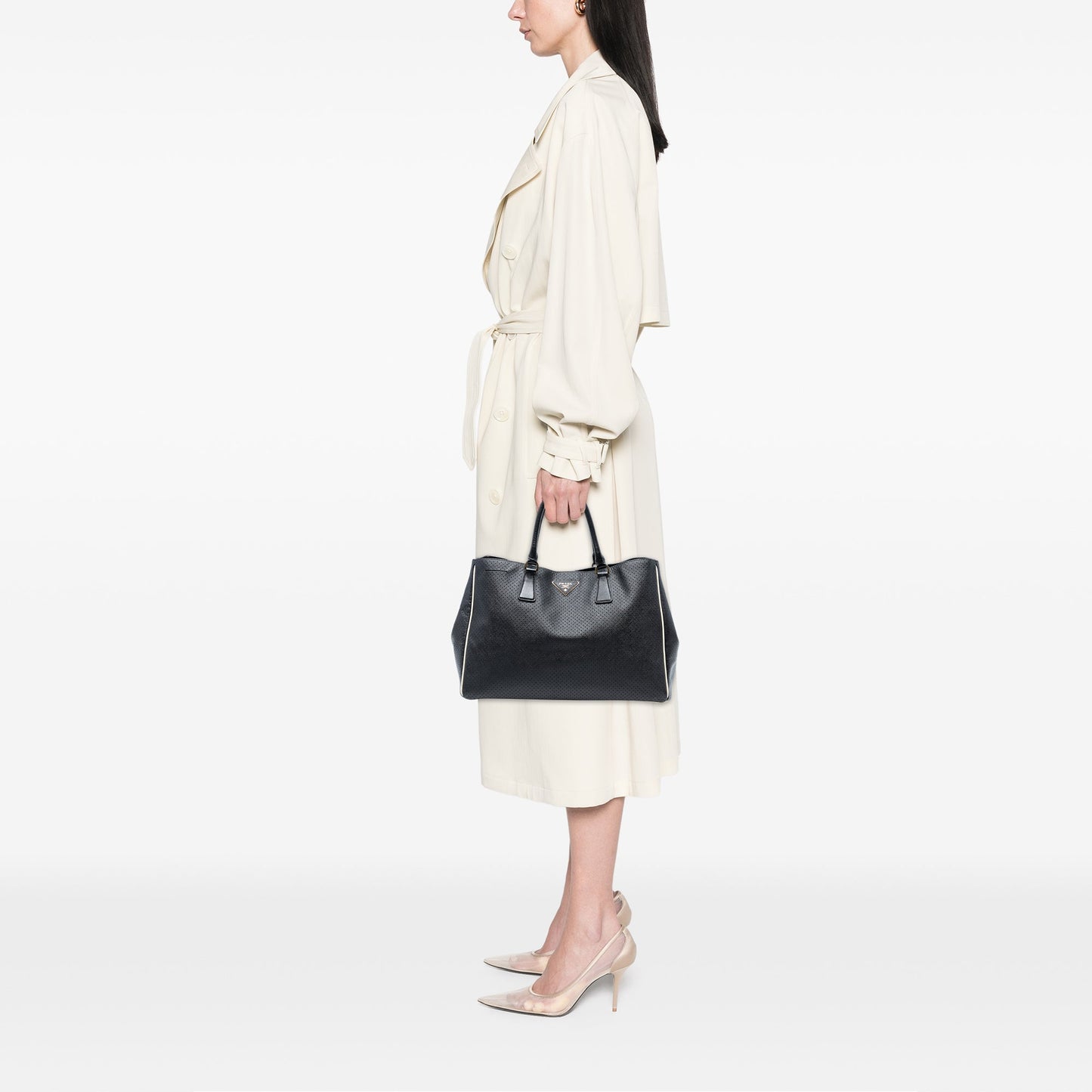 Prada Large Perforated Saffiano Lux Galleria Zip Tote