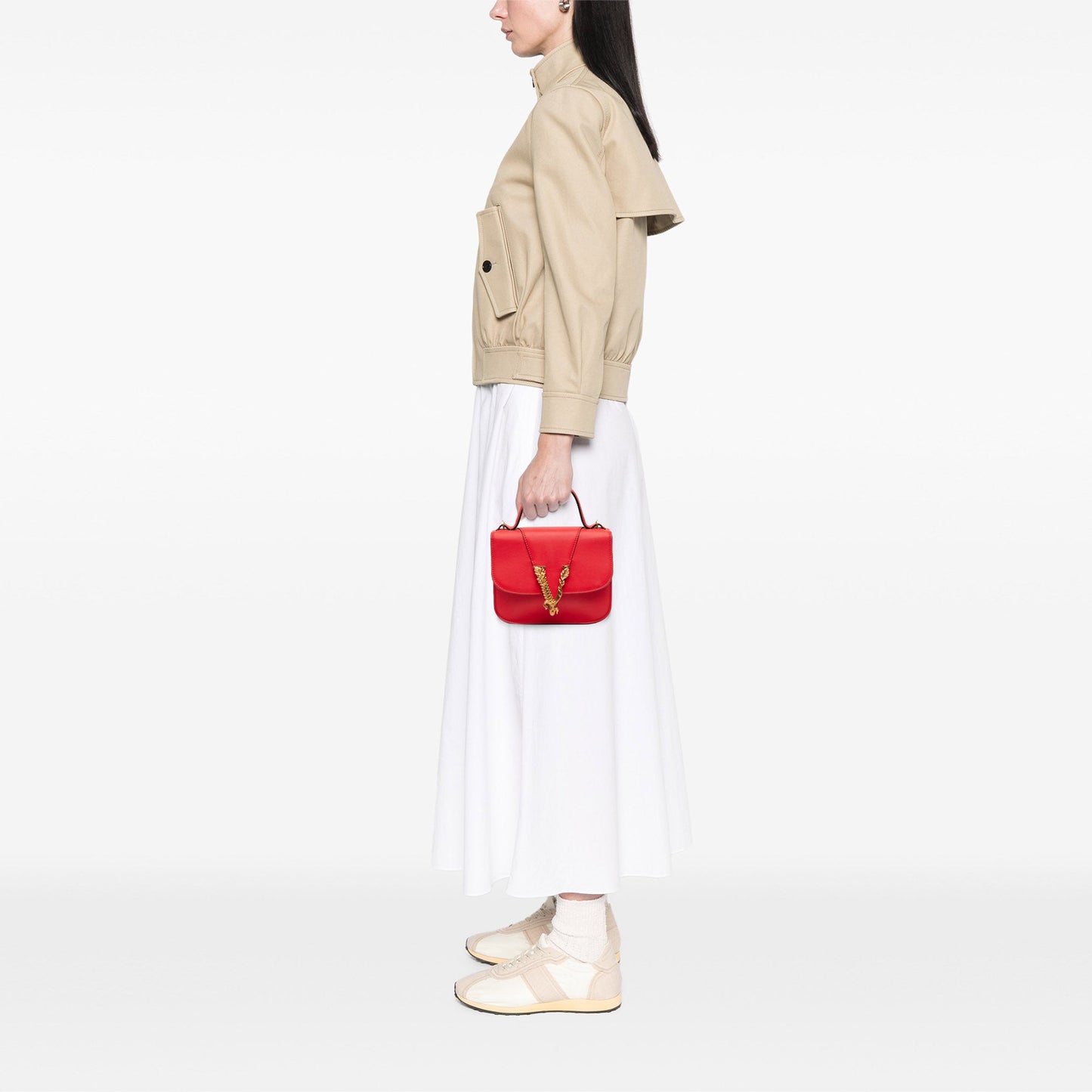 Versace Small Leather Virtus Top Handle Flap