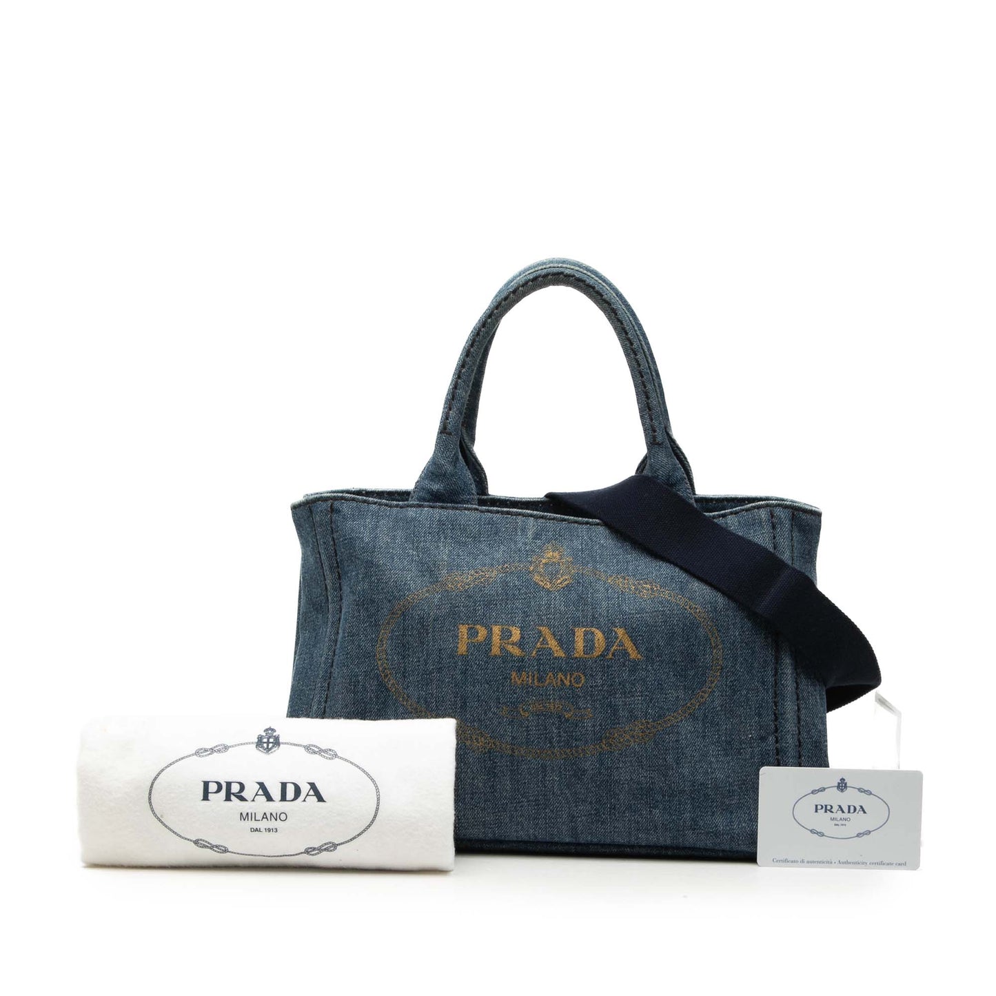Prada Small Denim Canapa Logo Satchel
