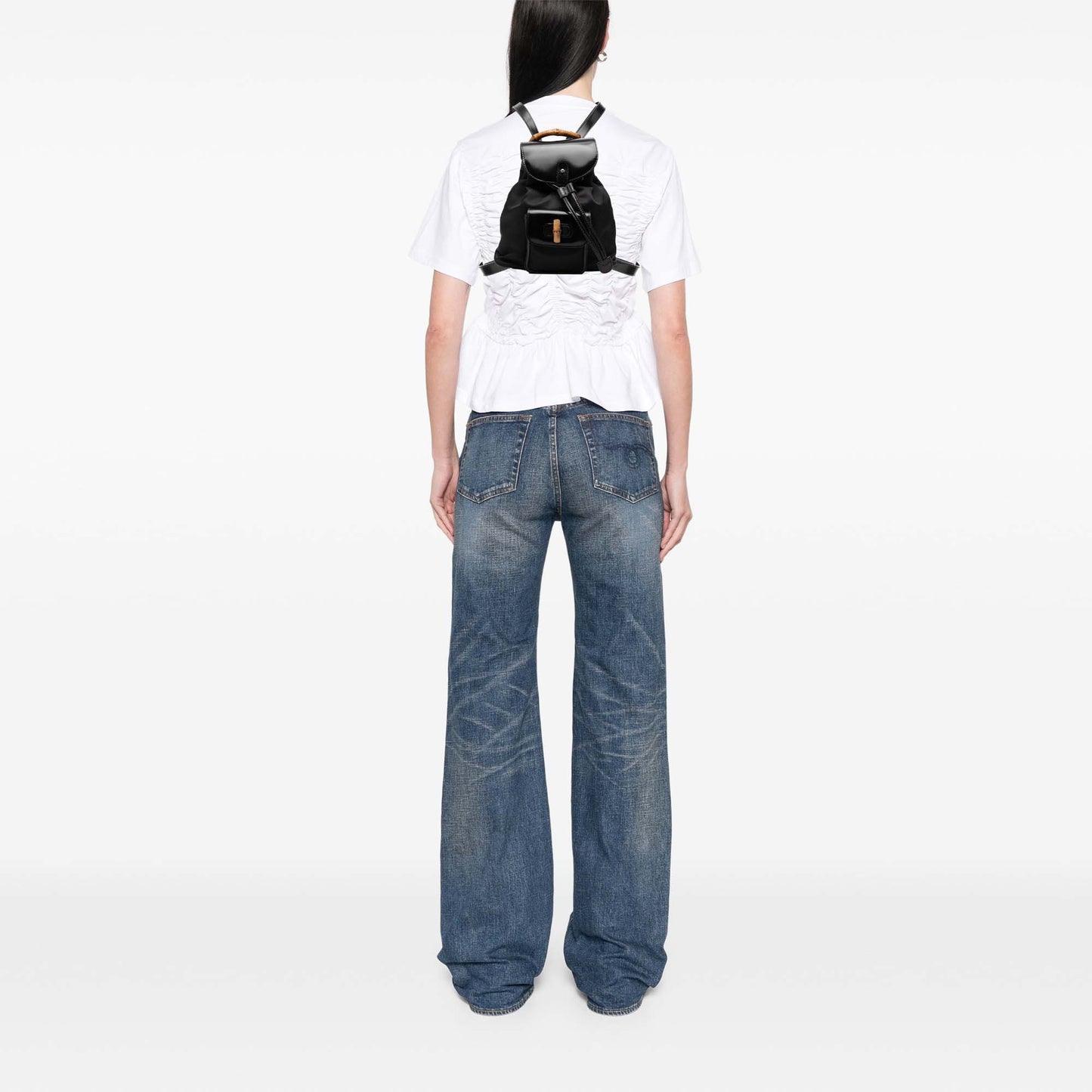 Gucci Nylon and Patent Bamboo Drawstring Backpack