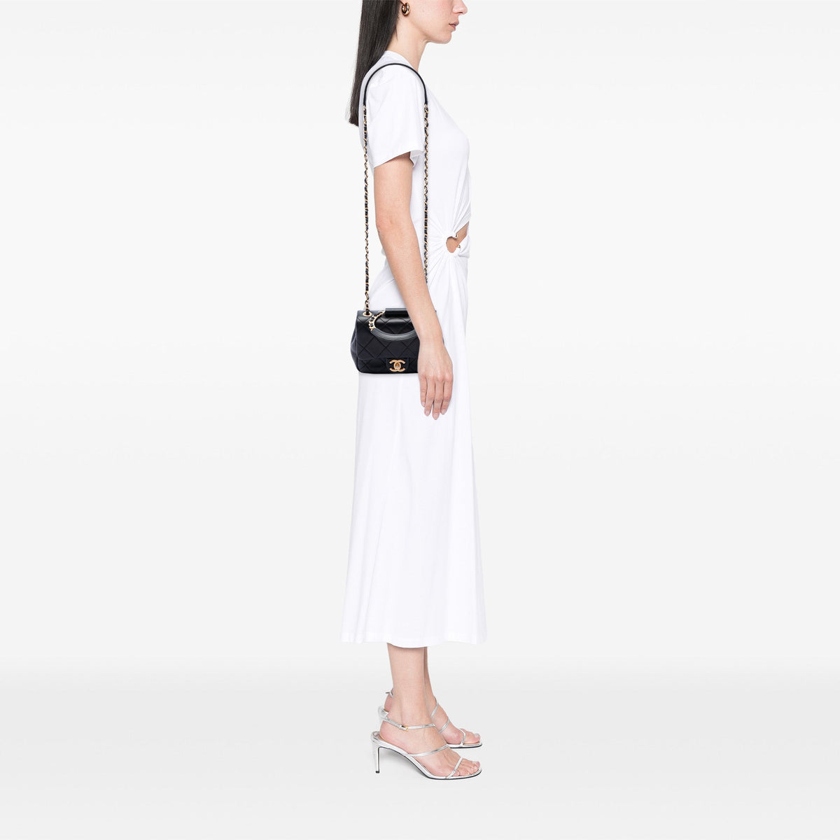 Chanel Mini Quilted Lambskin In The Loop Flap — Black