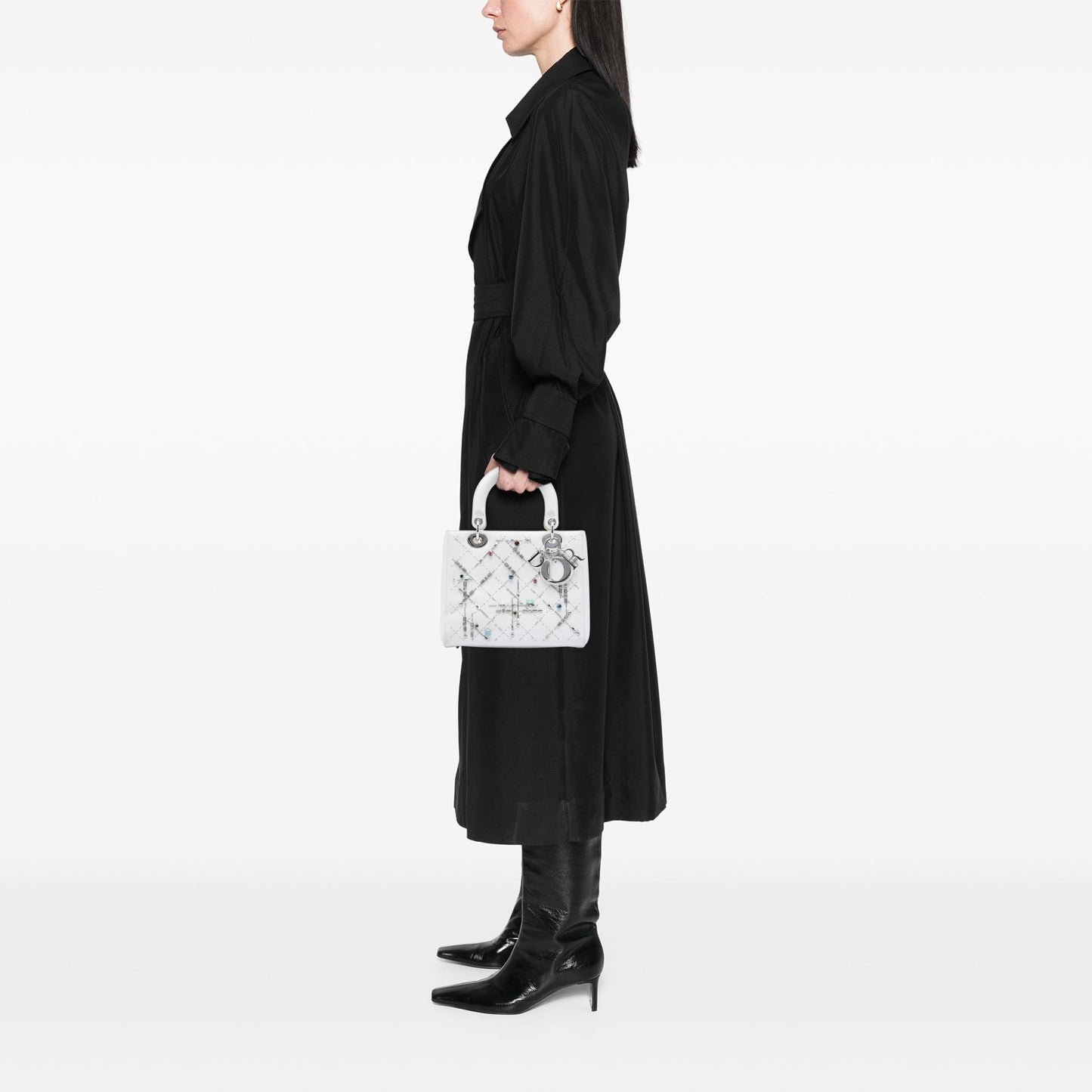 Dior Medium Calfskin Beads And Rhinestone Embellished Lady Dior
