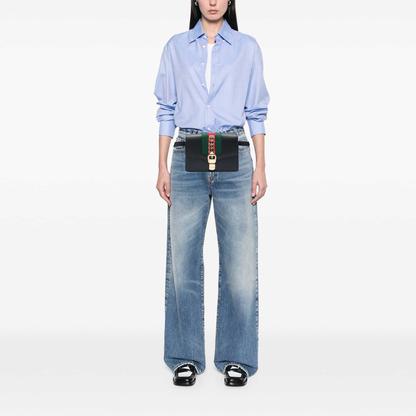 Gucci Calfskin Web Sylvie Belt Bag