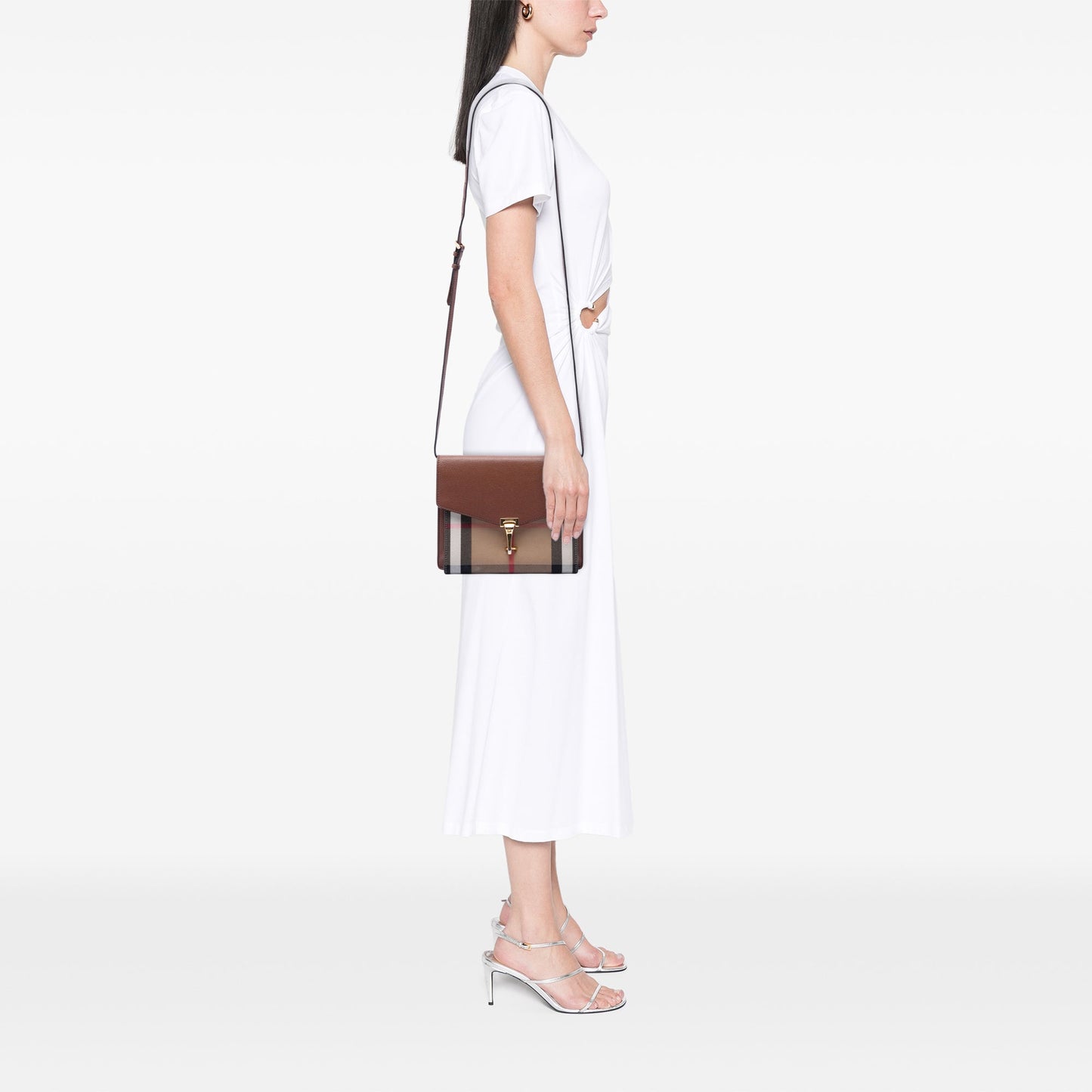 Burberry Small Leather and House Check Canvas Derby Macken Crossbody