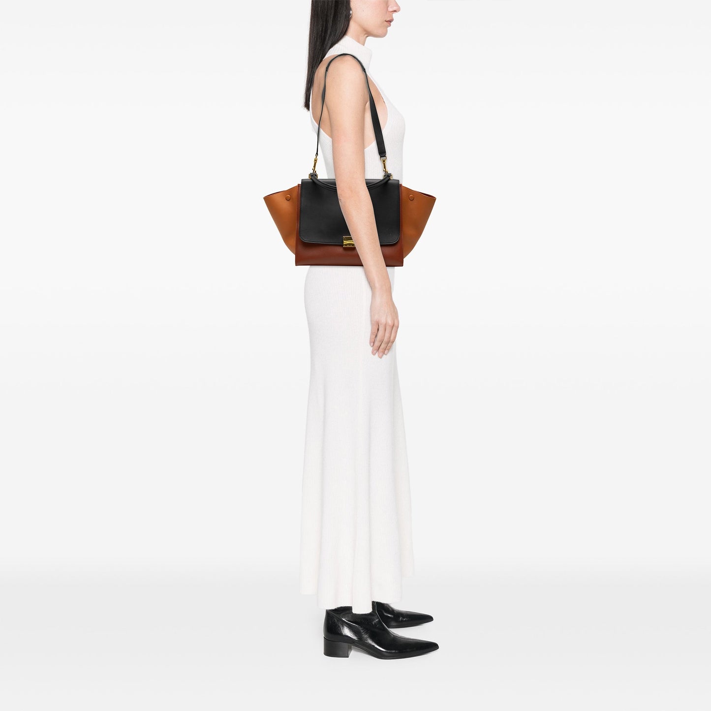 Celine Medium Tricolor Leather Trapeze Satchel