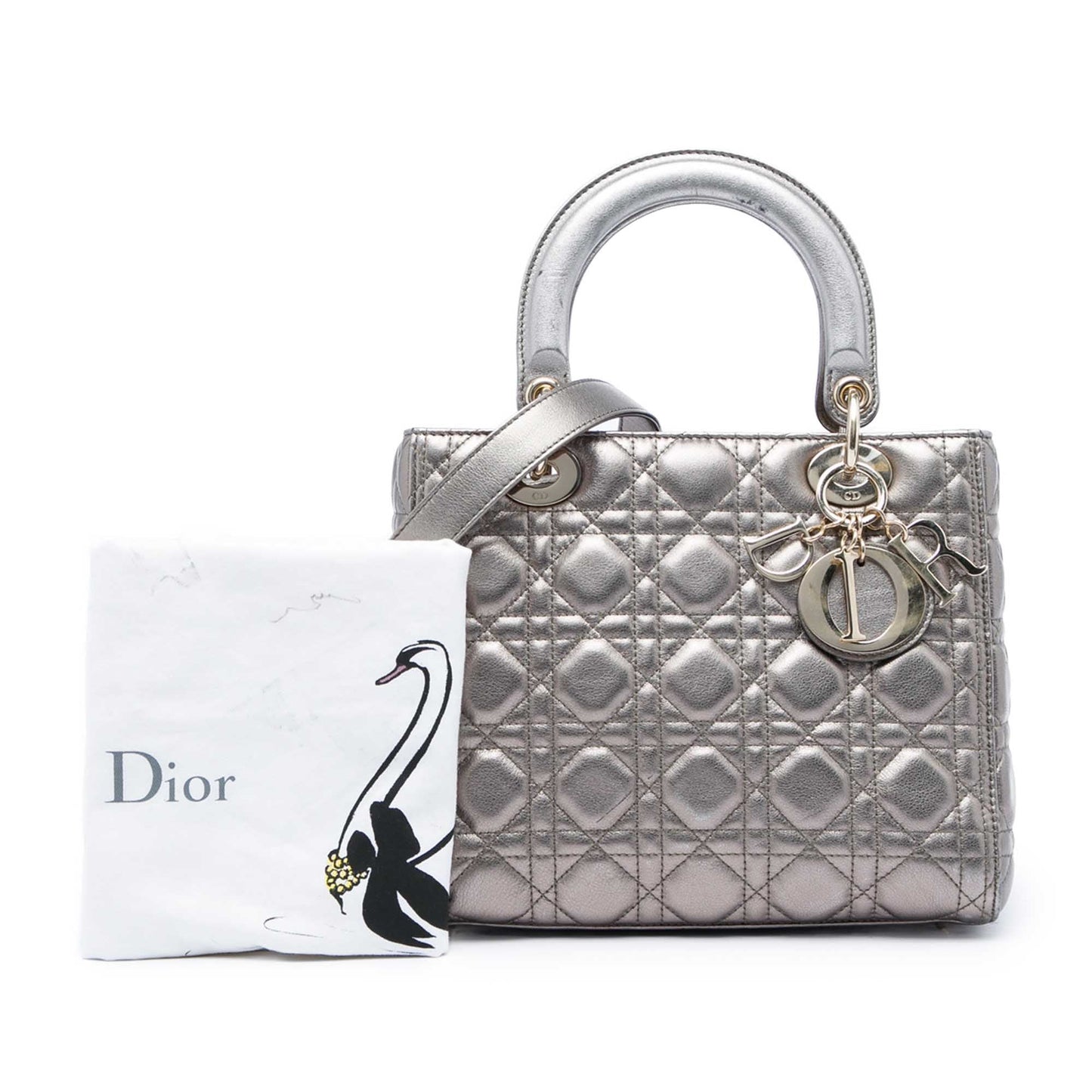 Dior Medium Metallic Lambskin Cannage Lady Dior