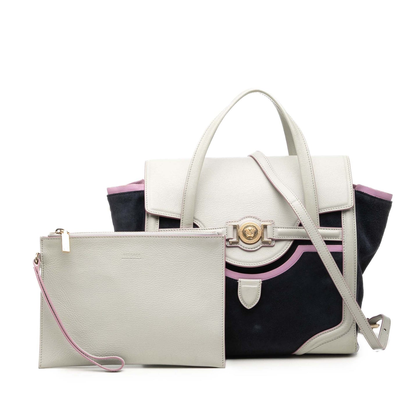 Versace Suede and Goatskin Signature Satchel