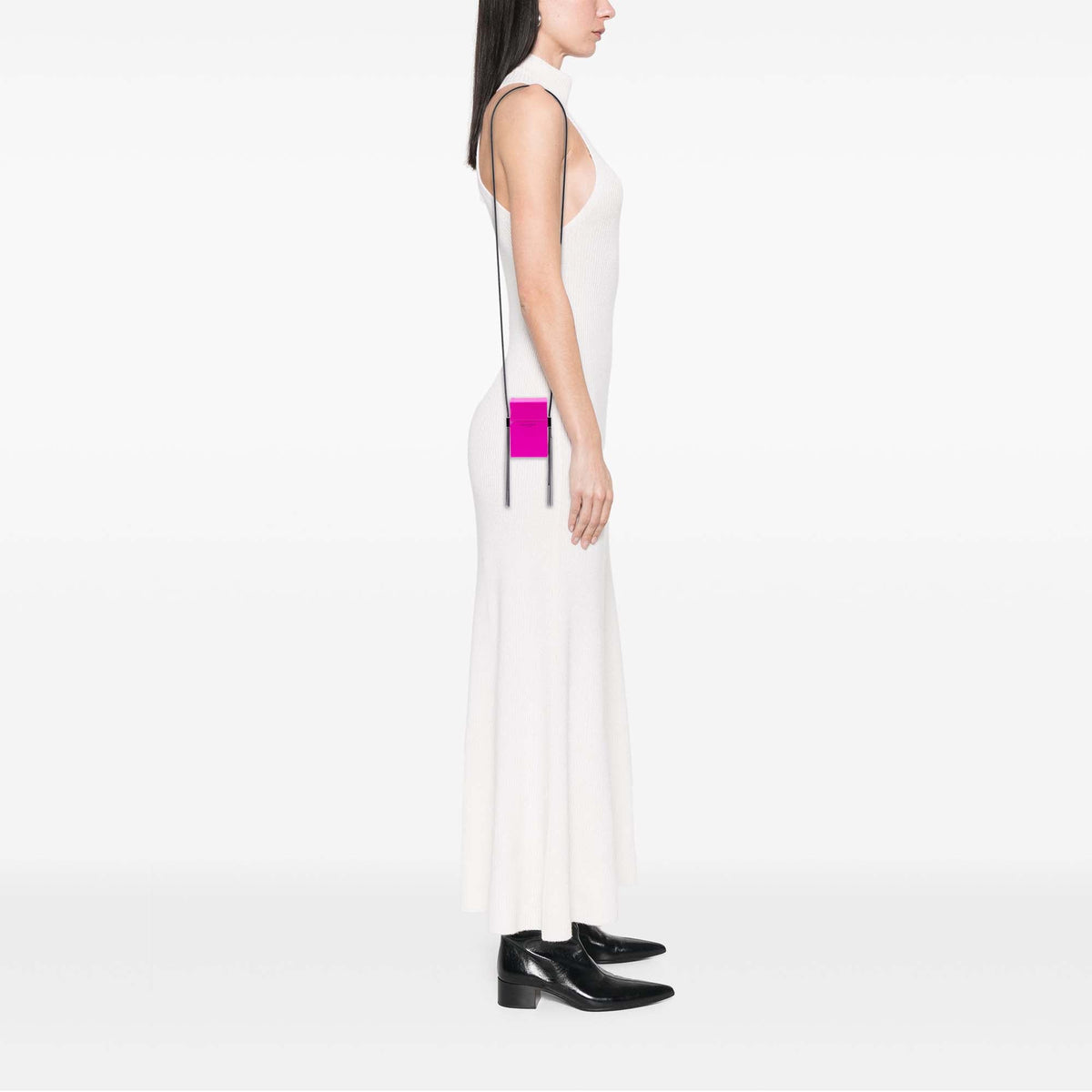 Saint Laurent Mini Silk Smoking Box Crossbody — Pink