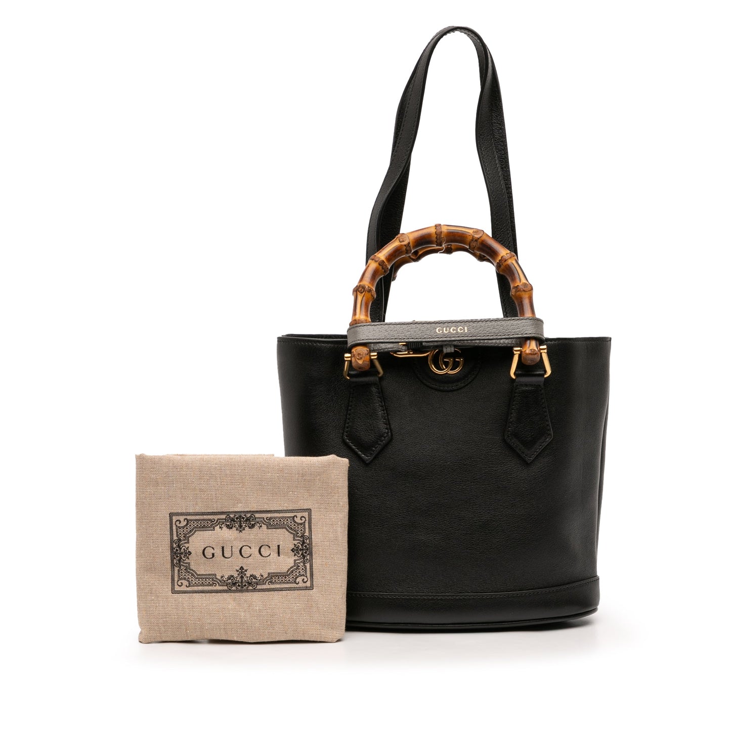 Gucci Small Calfskin Bamboo Diana Convertible Bucket Bag