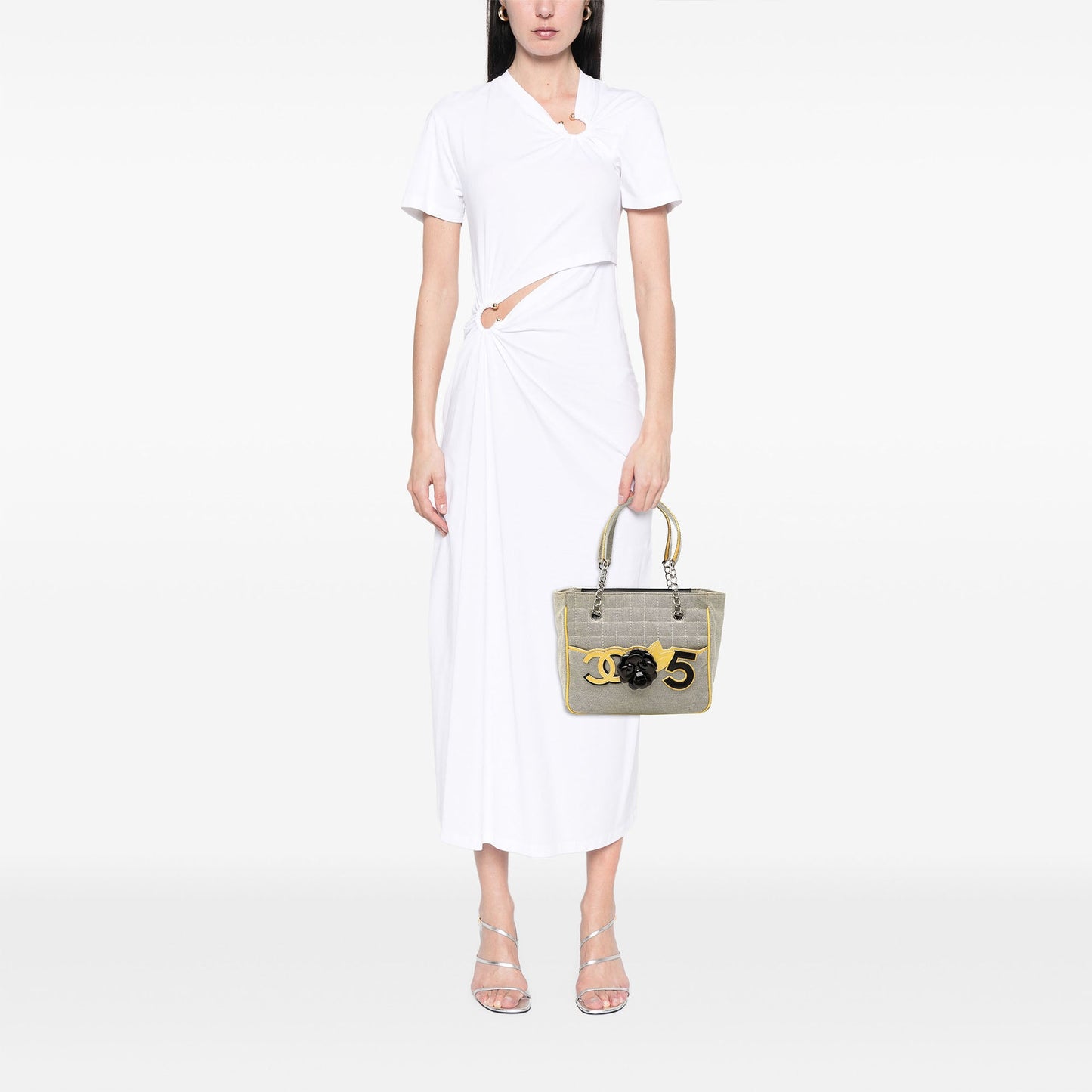 Chanel CC Camellia No. 5 Choco Bar Canvas Tote