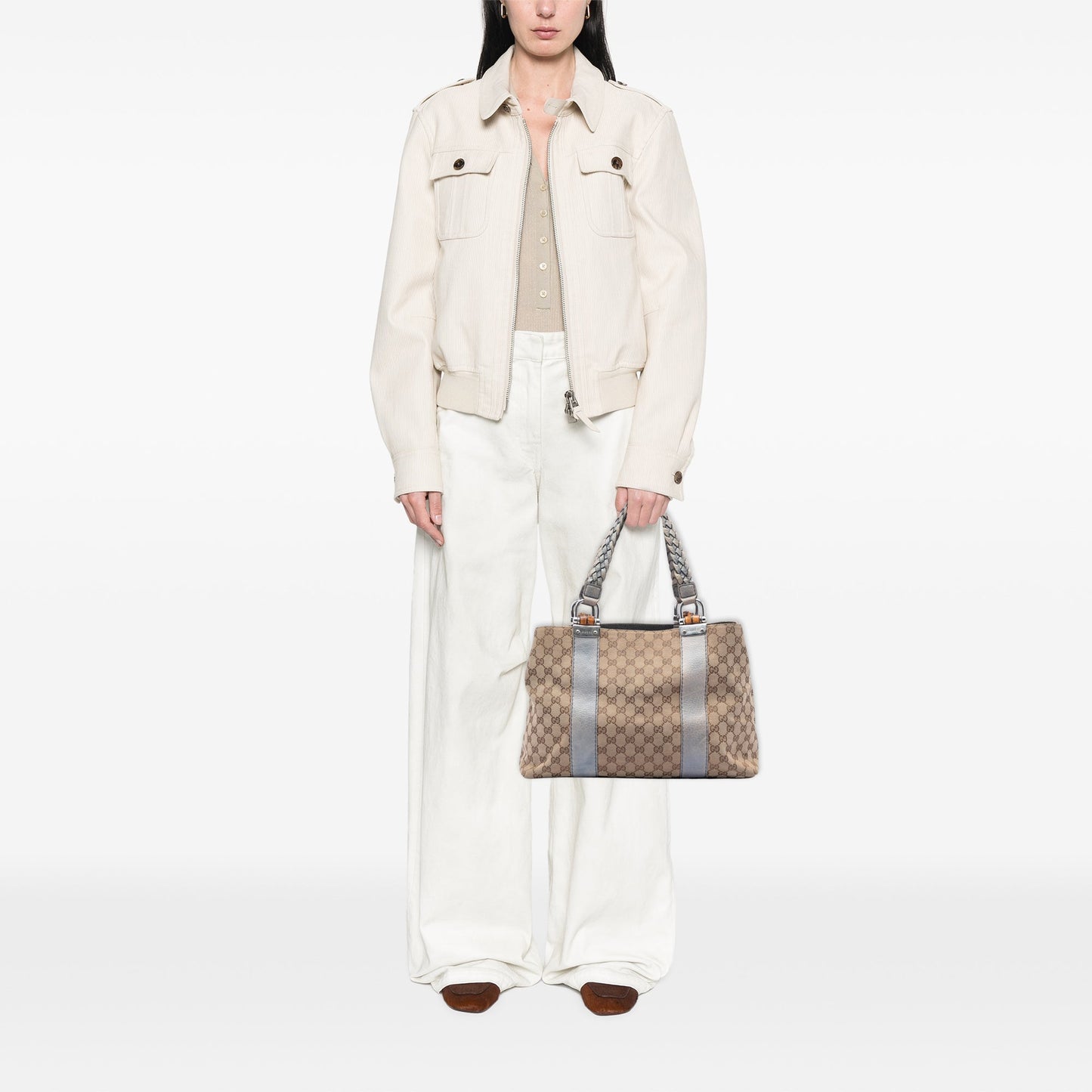 Gucci Medium GG Canvas Bamboo Libeccio Tote