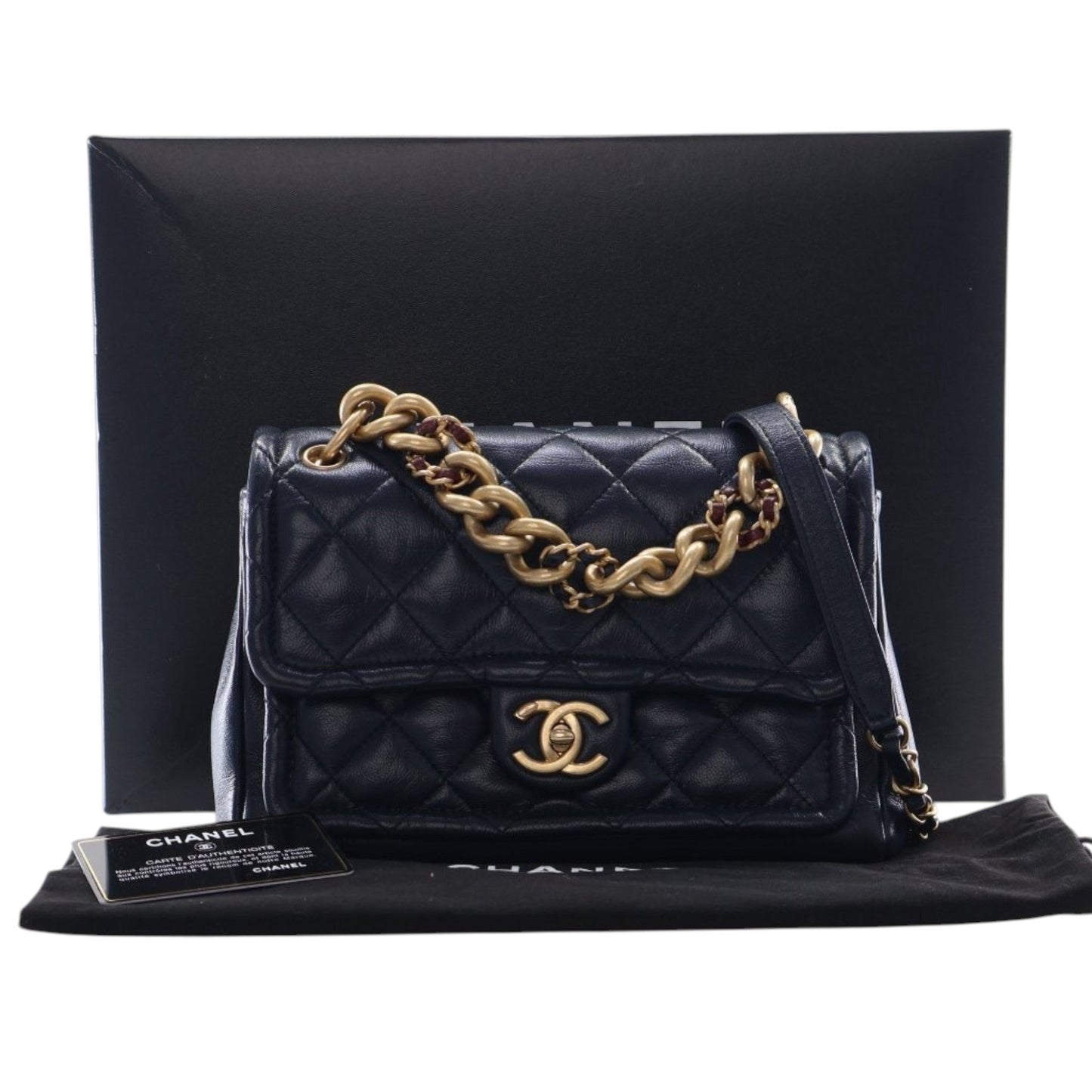 Chanel Small Quilted Crinkled Calfskin Chain Link Flap