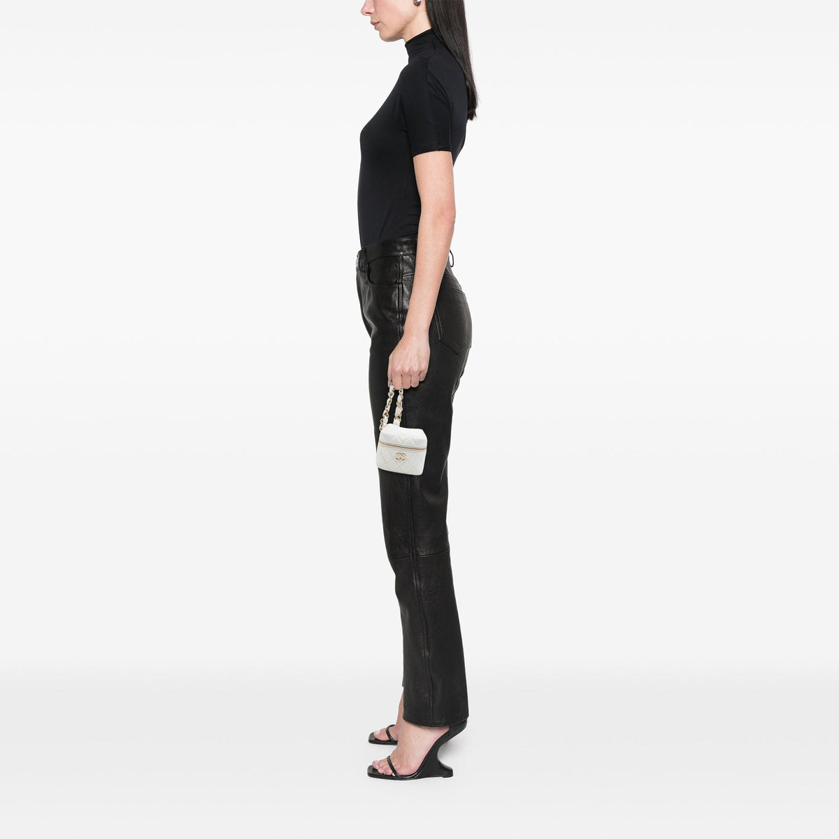 Chanel CC Quilted Lambskin Cube Zip Clutch with Chain