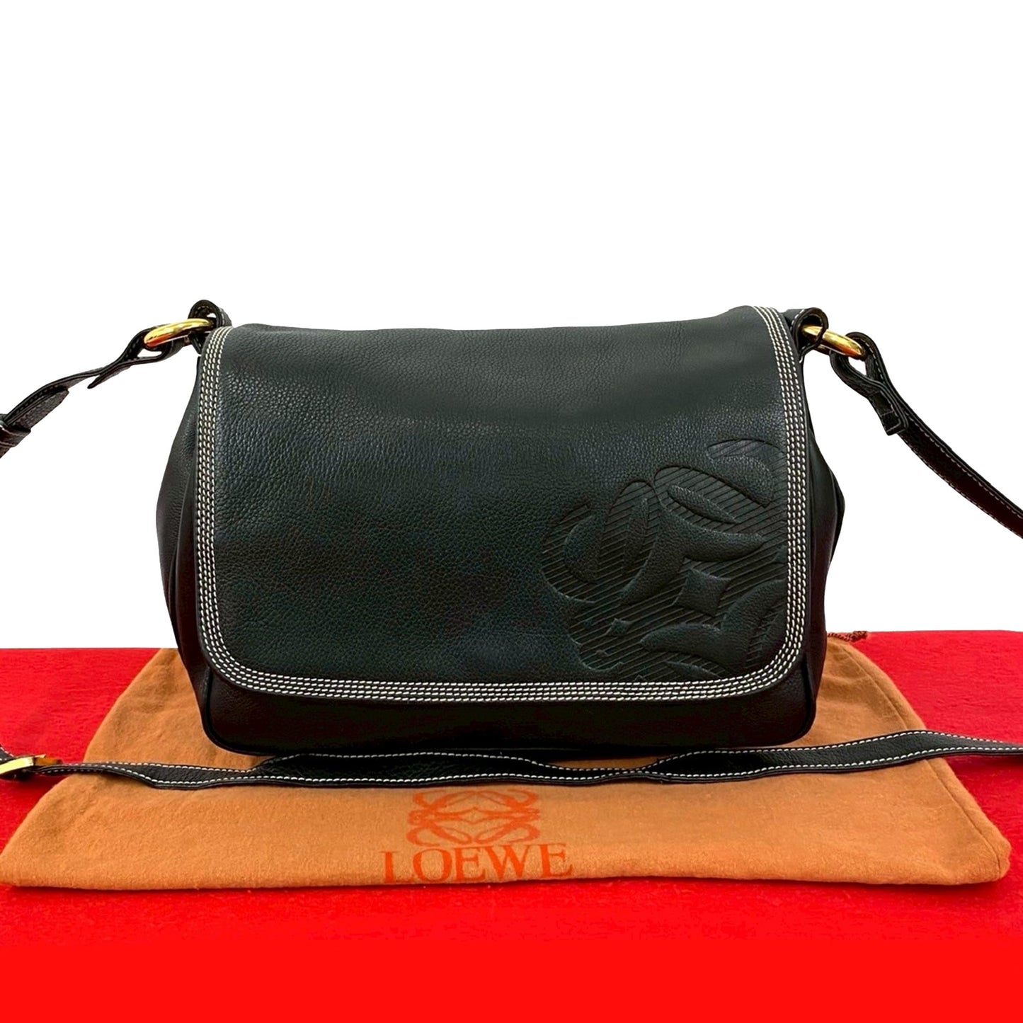 LOEWE Leather Anagram Flap Crossbody