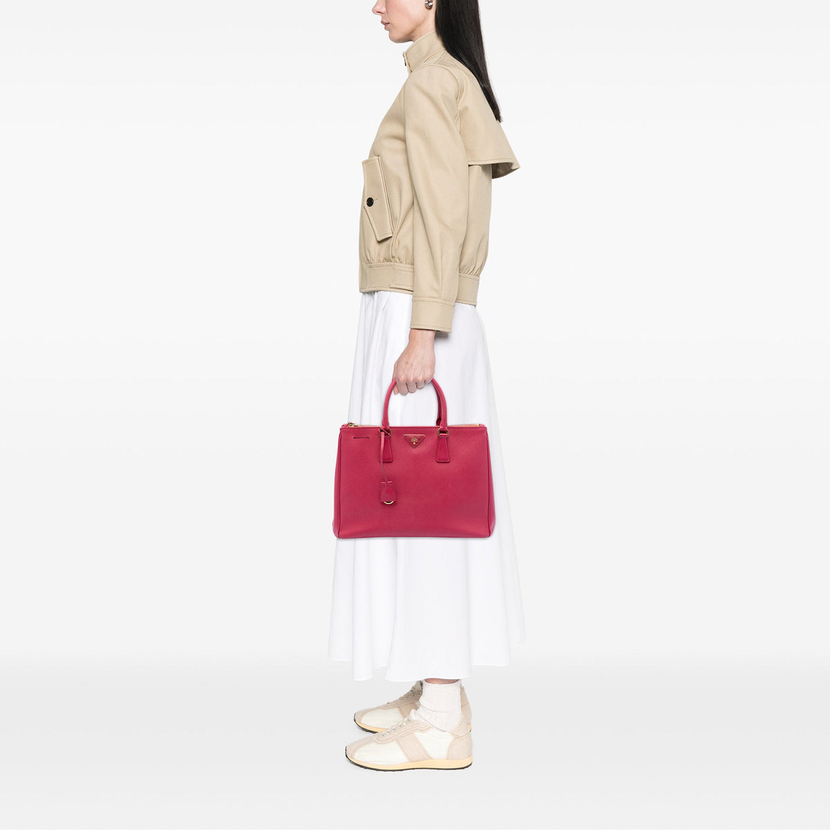 Prada Large Saffiano Lux Galleria Double Zip Satchel