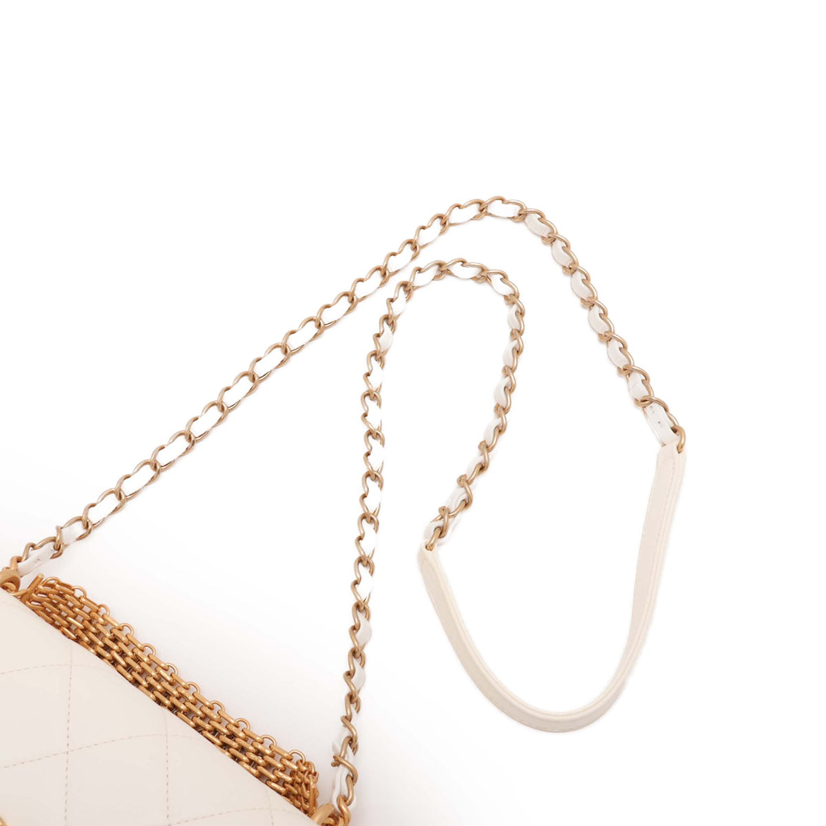 Chanel Quilted Lambskin CC Crystal Logo Chain Flap — White