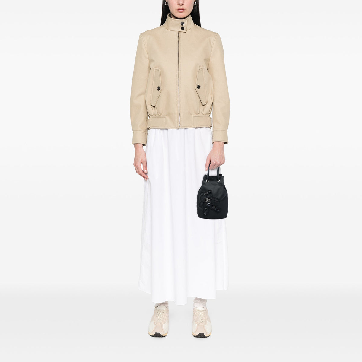 Prada Beaded Tessuto Evening Bear Drawstring Bucket Bag