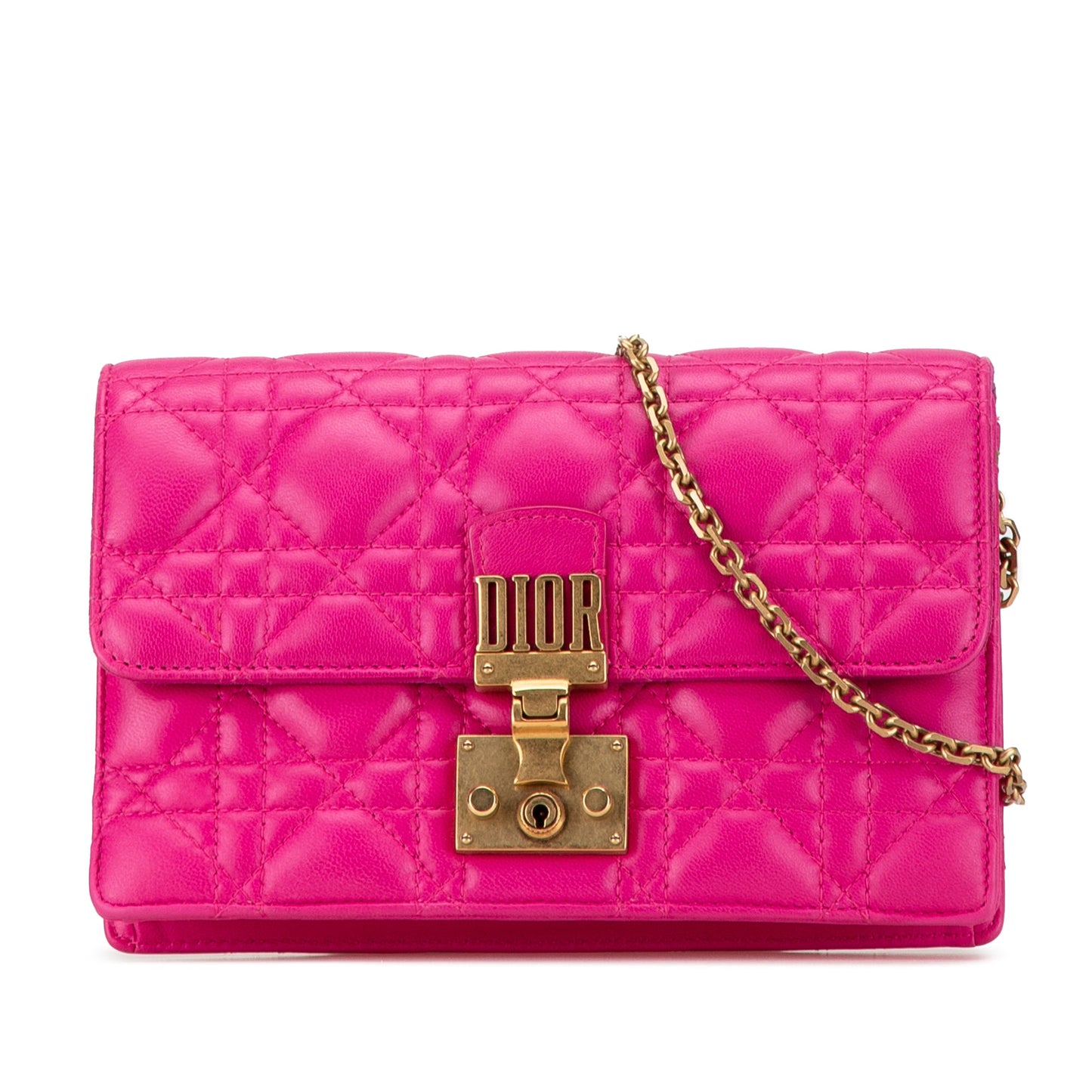 Dior Lambskin Cannage DiorAddict Wallet on Chain