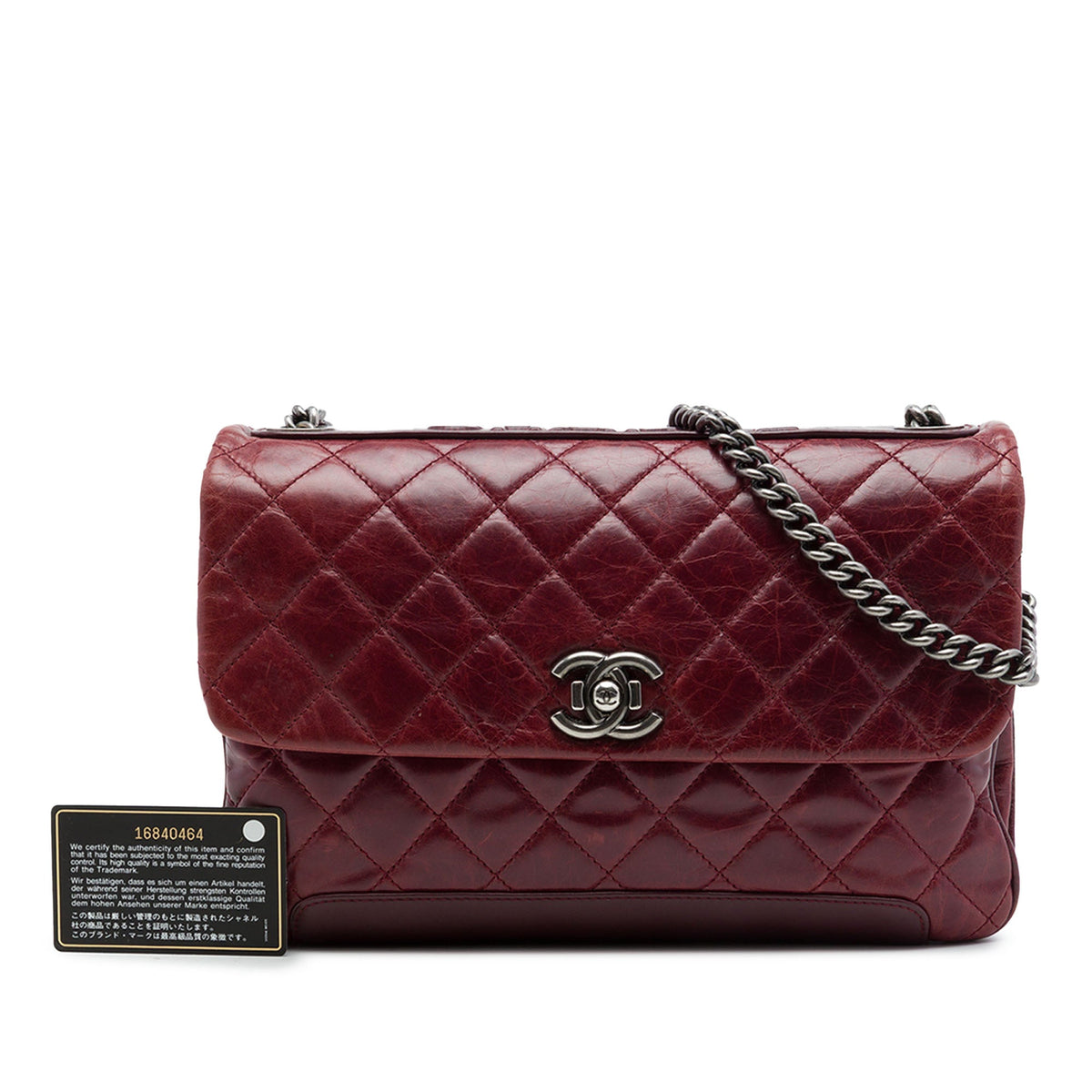 Chanel Quilted Aged Calfskin Logo Accordion Flap — Red