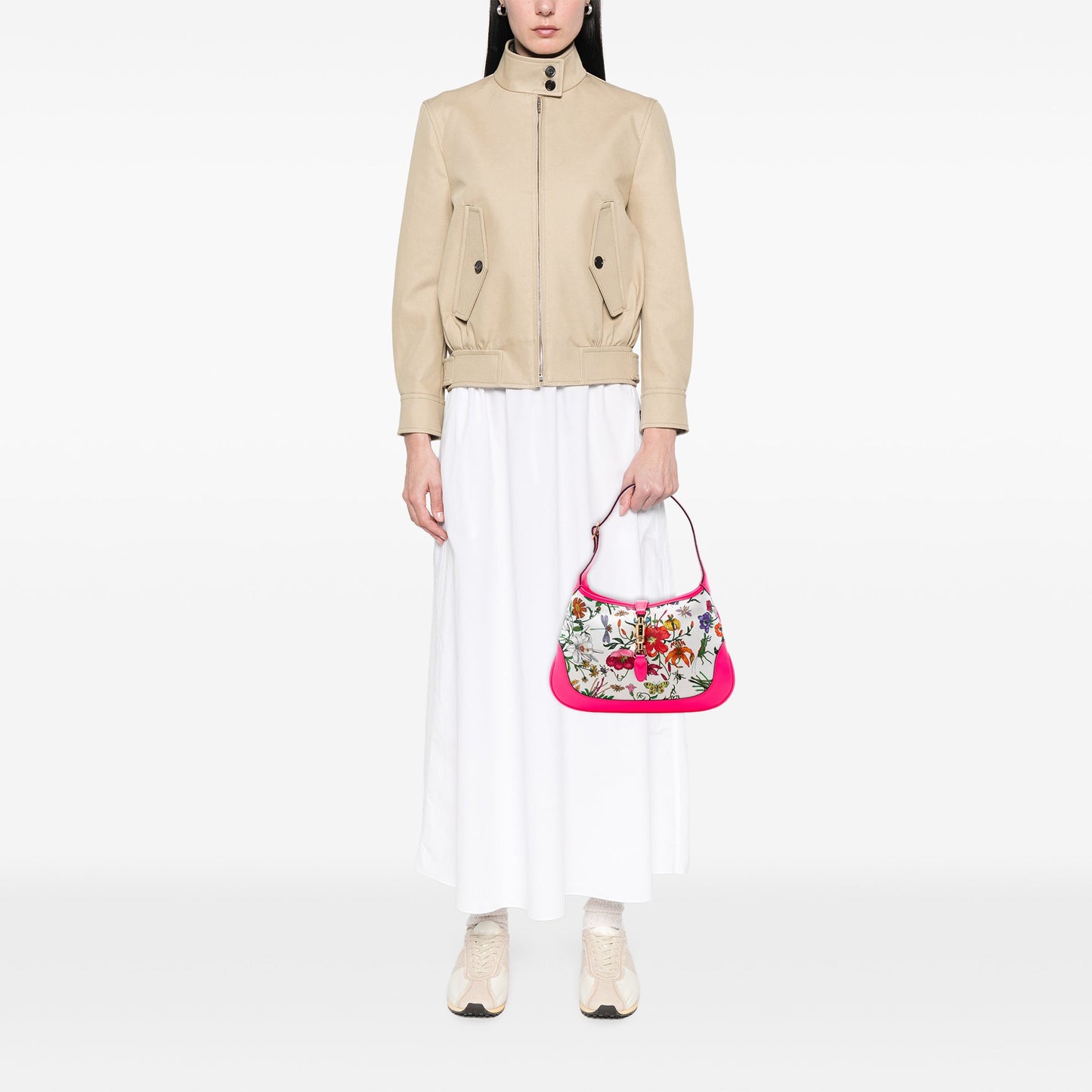 Flora Canvas Jackie O Bouvier Shoulder Bag