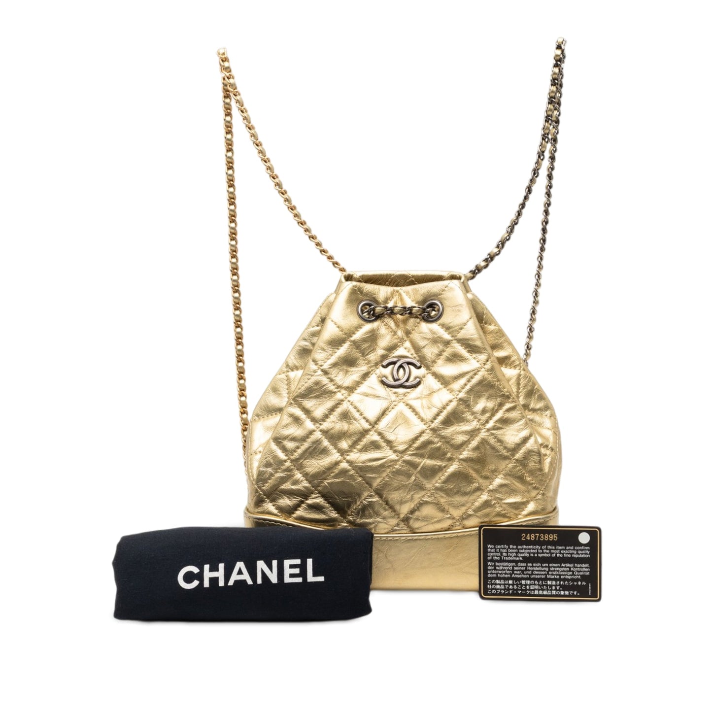 Small Quilted Metallic Aged Calfskin Gabrielle Backpack