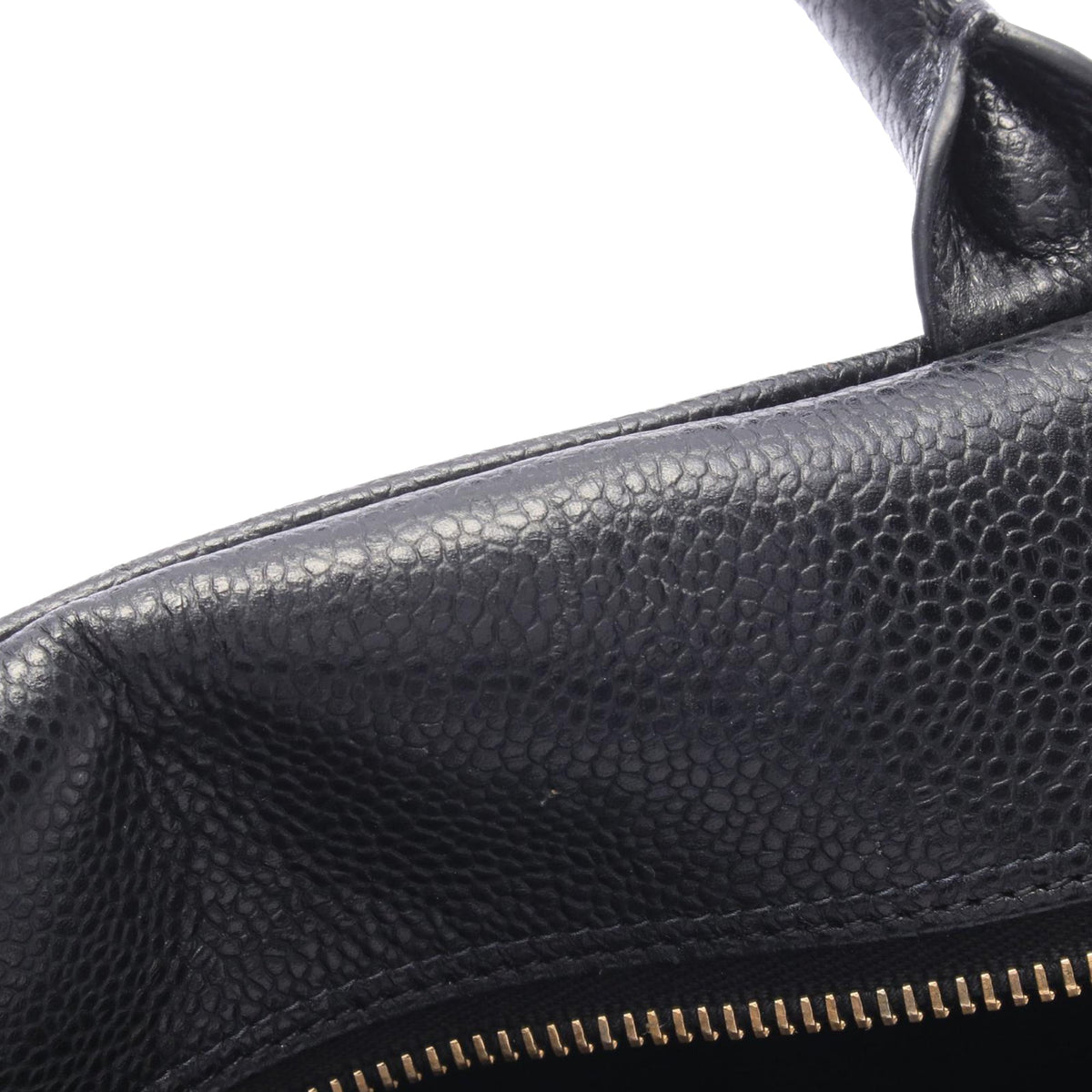 Chanel Large CC Quilted Caviar Bowler Bag — Black