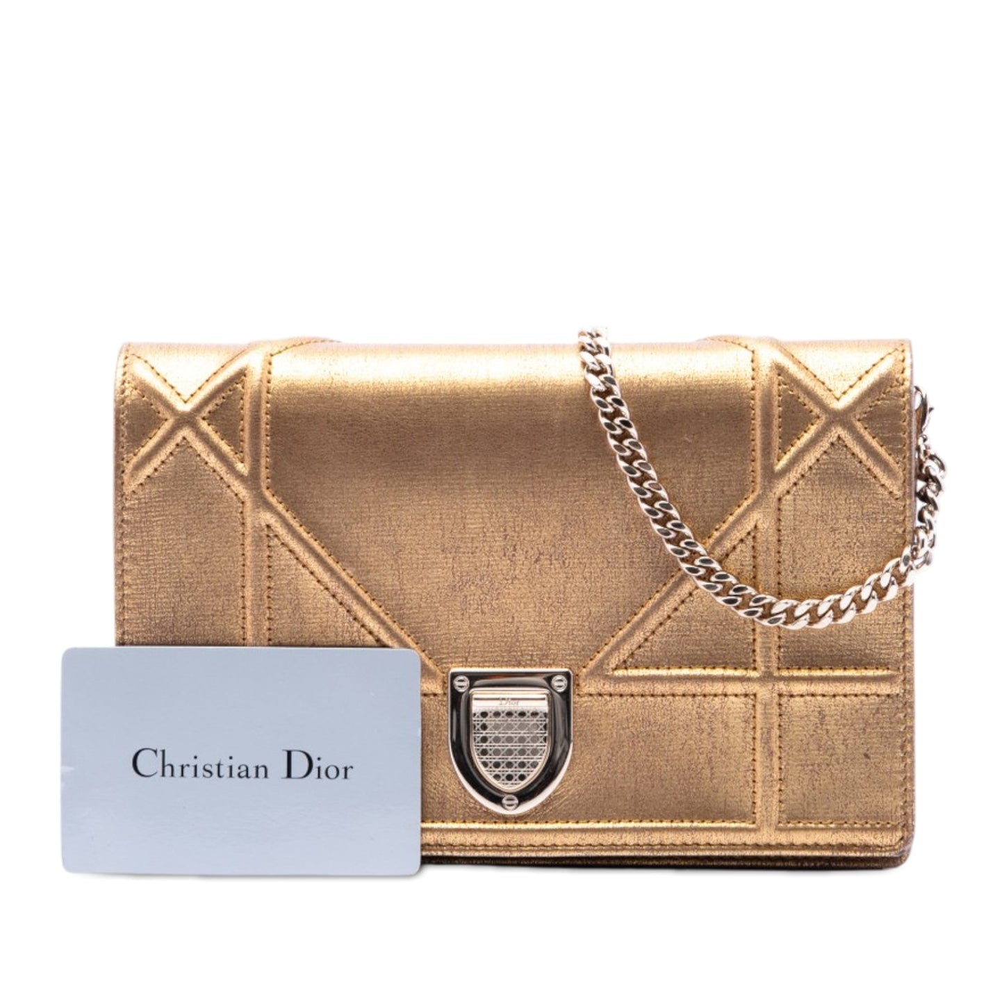 Dior Metallic Calfskin Diorama Wallet on Chain