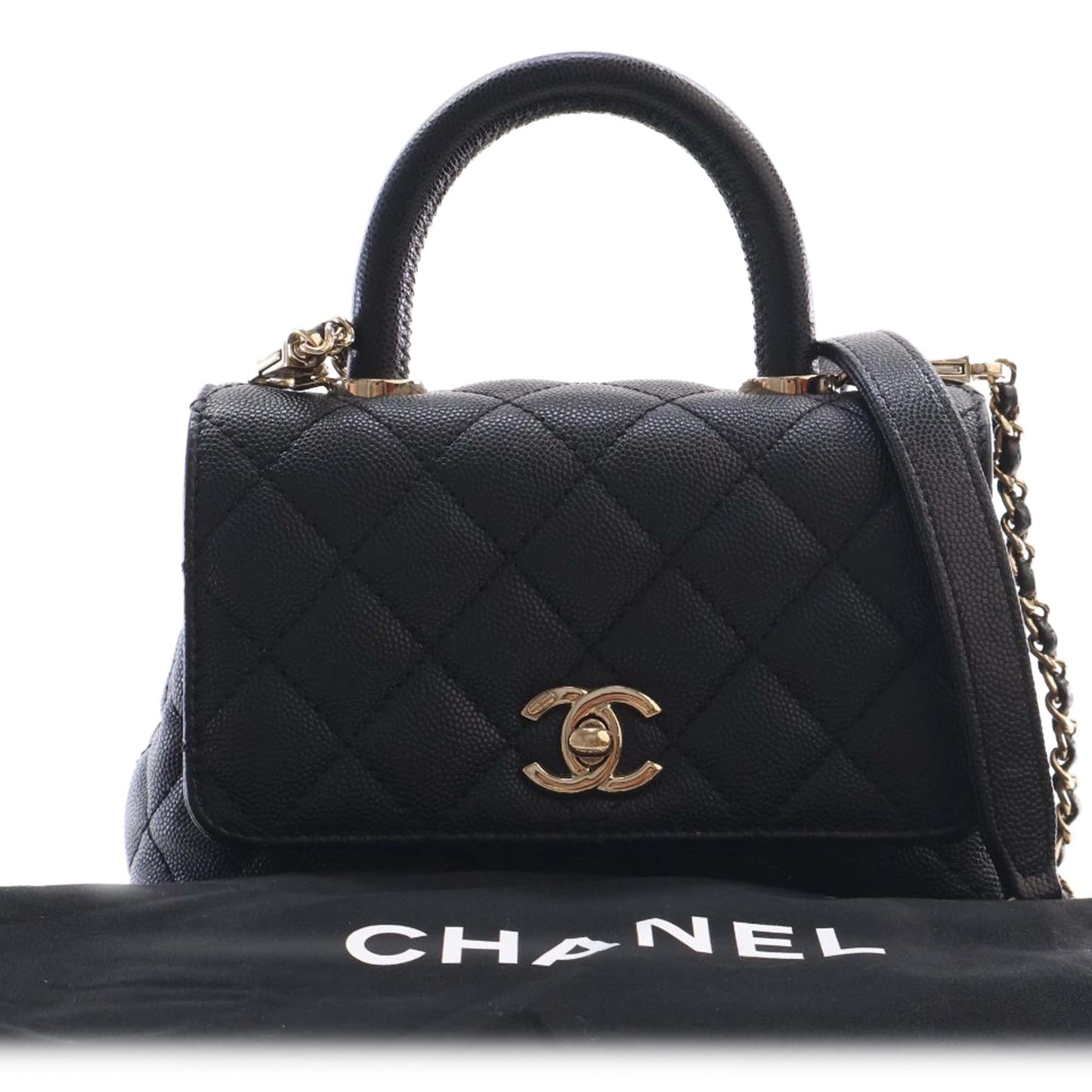 Chanel Extra Mini Quilted Caviar Coco Top Handle Bag