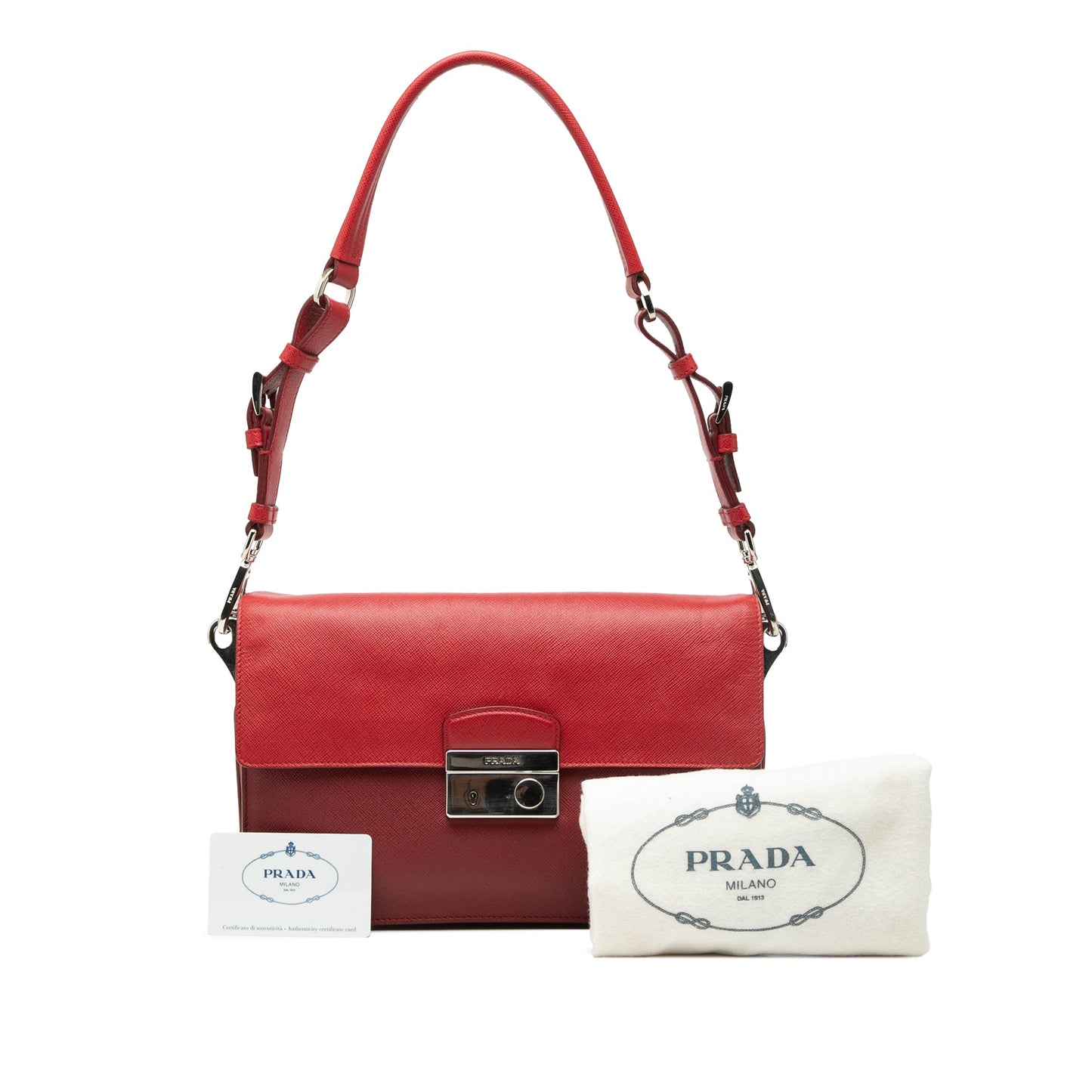 Bicolor Saffiano Sound Lock Shoulder Bag