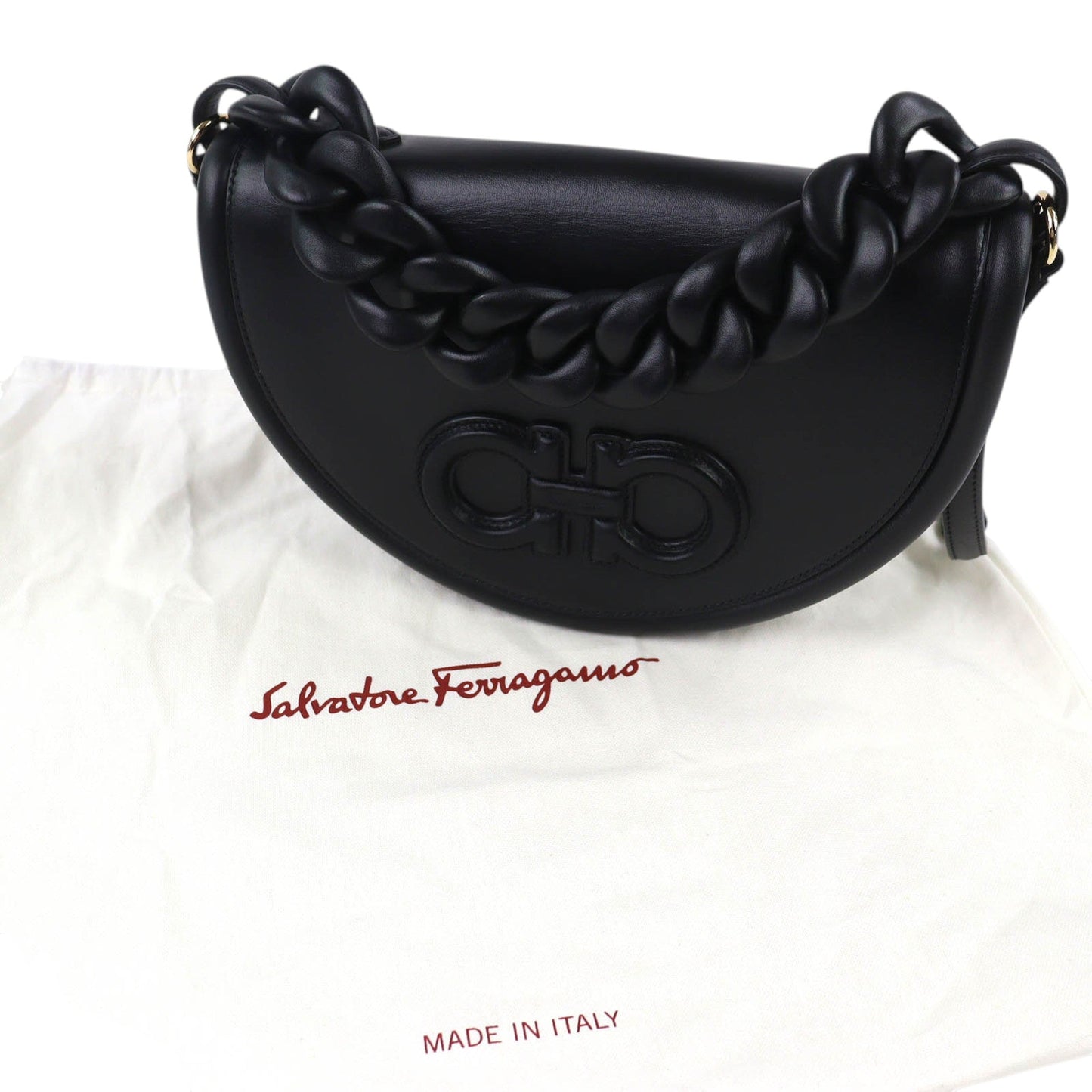 Ferragamo Calfskin Aura Crescent Satchel