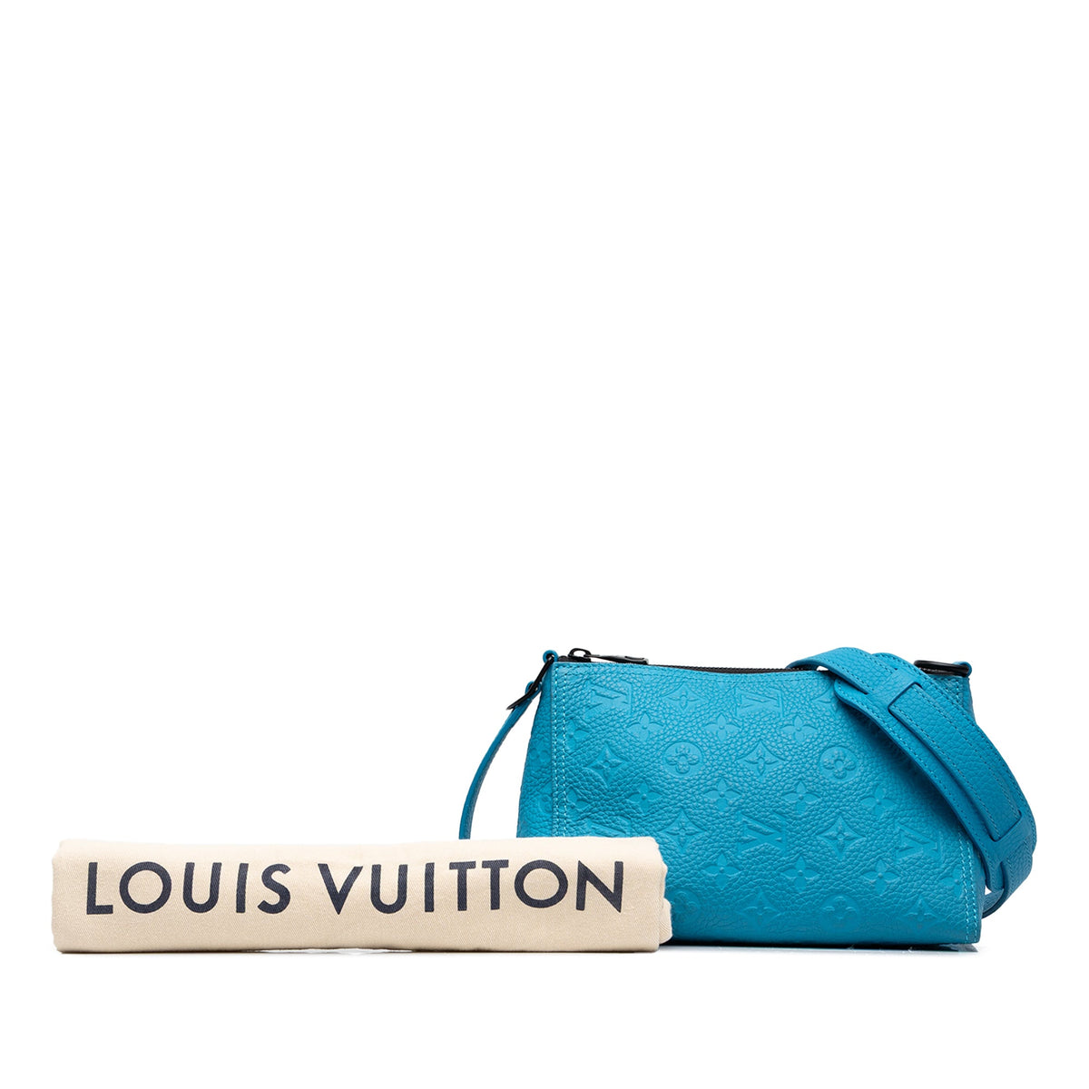 Louis Vuitton Monogram Taurillon Triangle Messenger — Blue