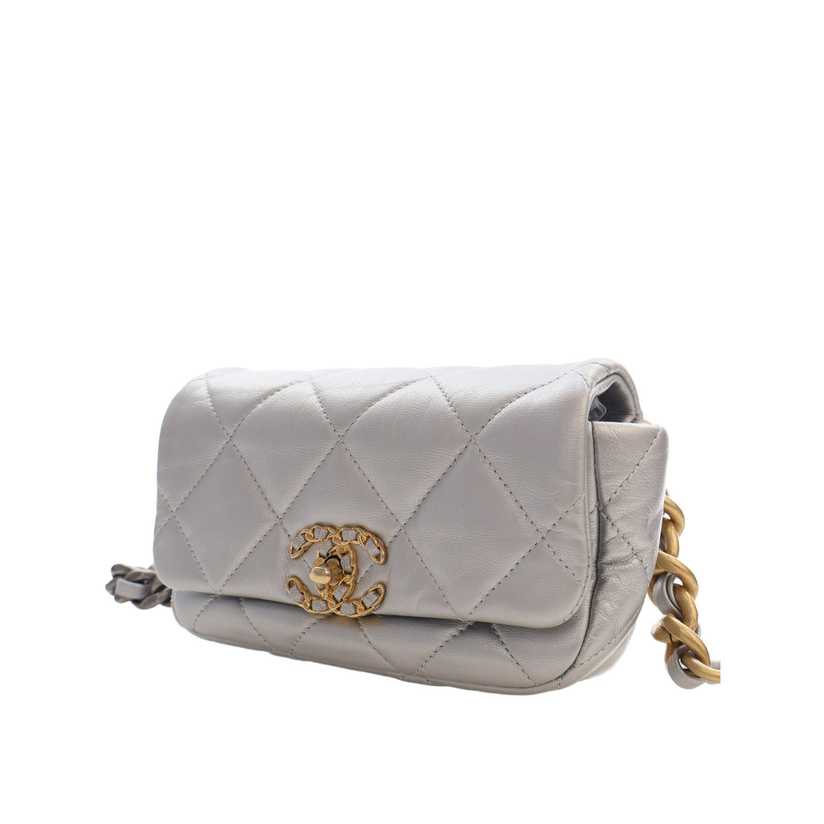 Chanel Metallic Lambskin 19 Belt Bag — Silver