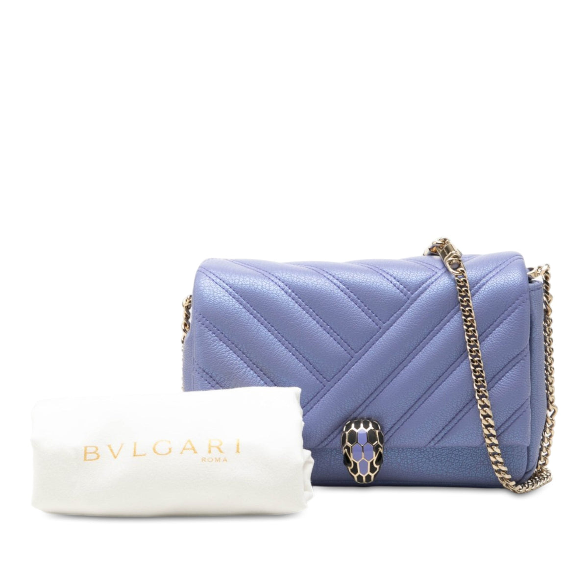 Bvlgari Leather Serpenti Cabochon Chain Crossbody