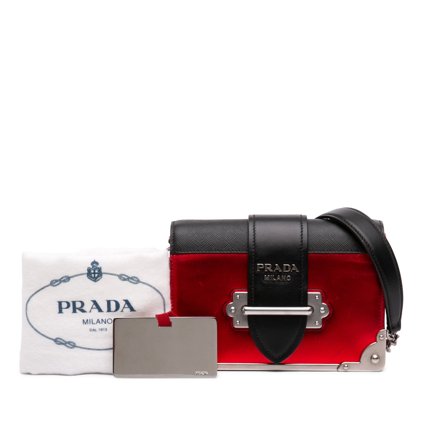 Prada Saffiano Trimmed Metallic Vitello Cahier Bag