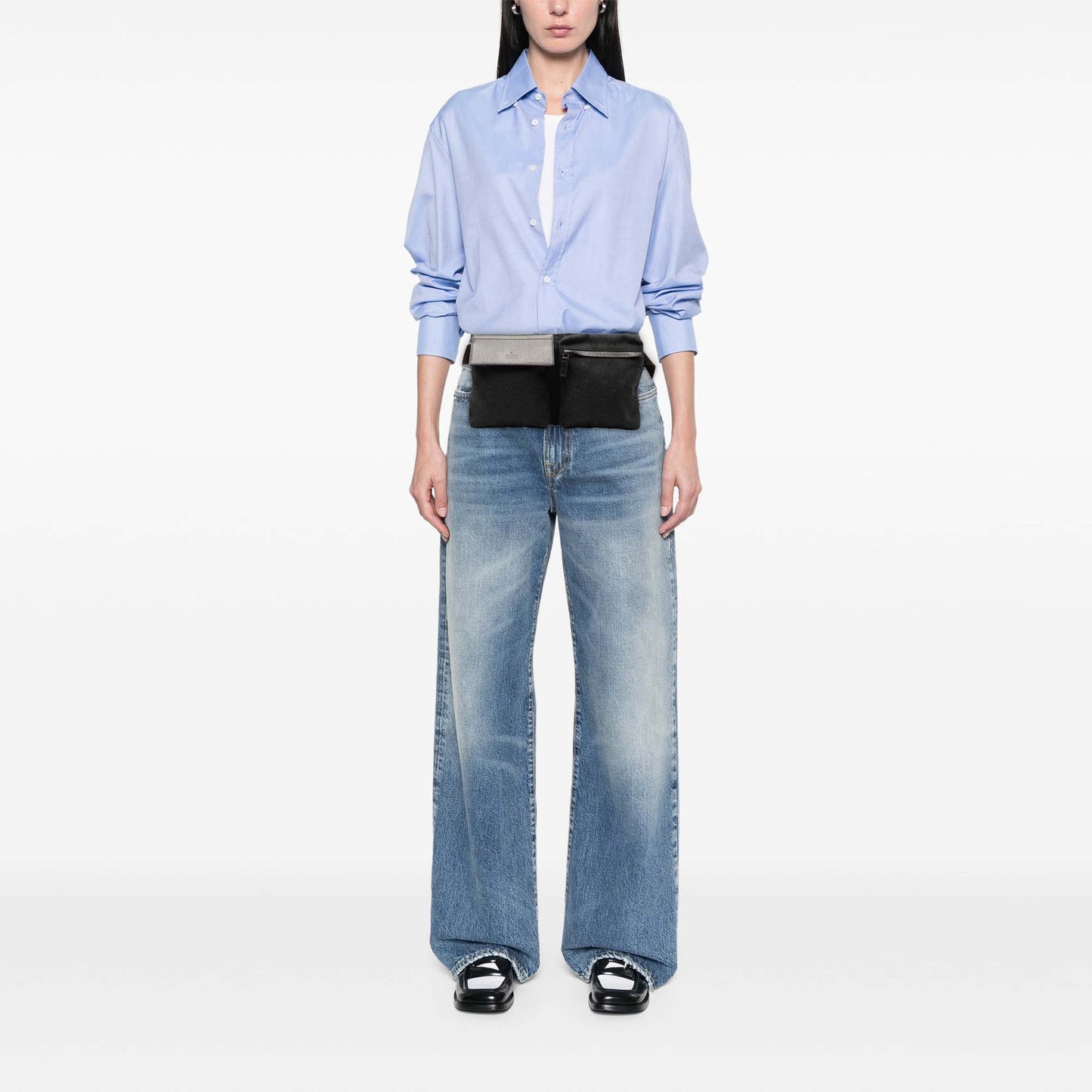 Gucci GG Canvas Double Pocket Belt Bag