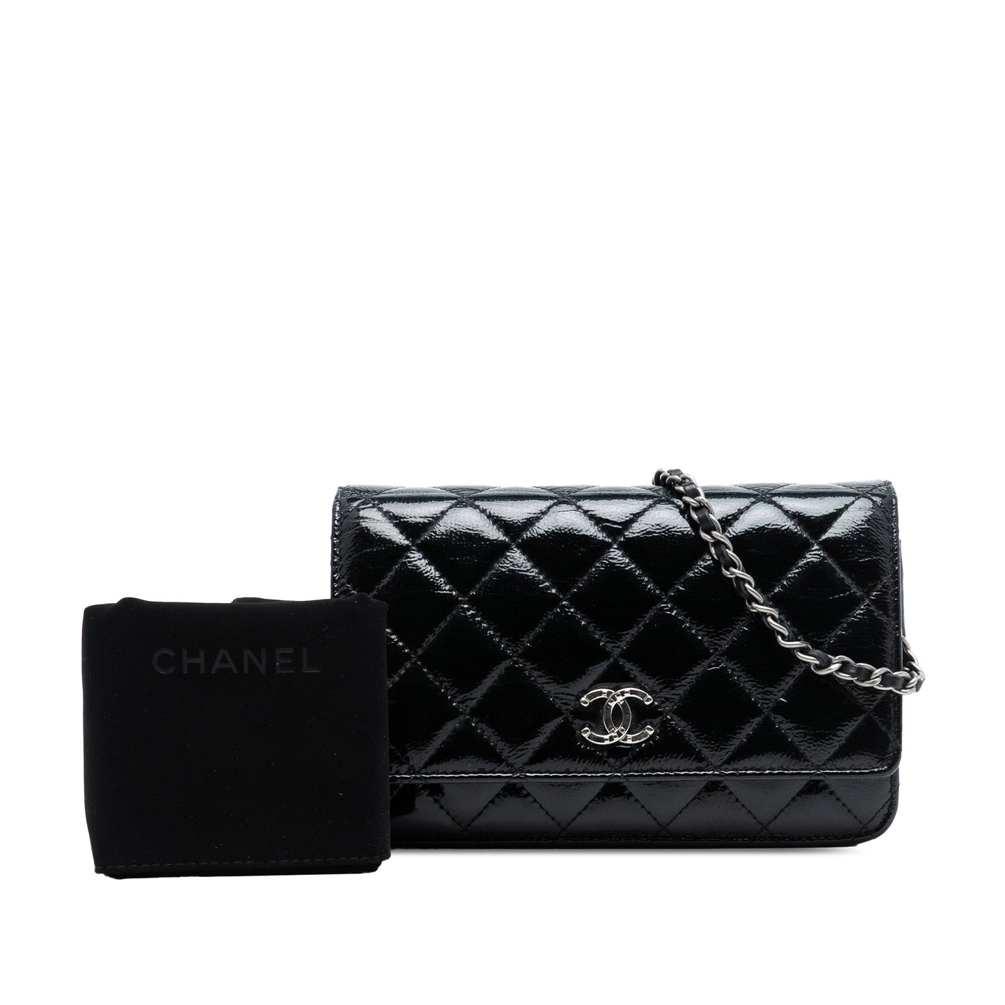 Chanel CC Quilted Patent Wallet On Chain