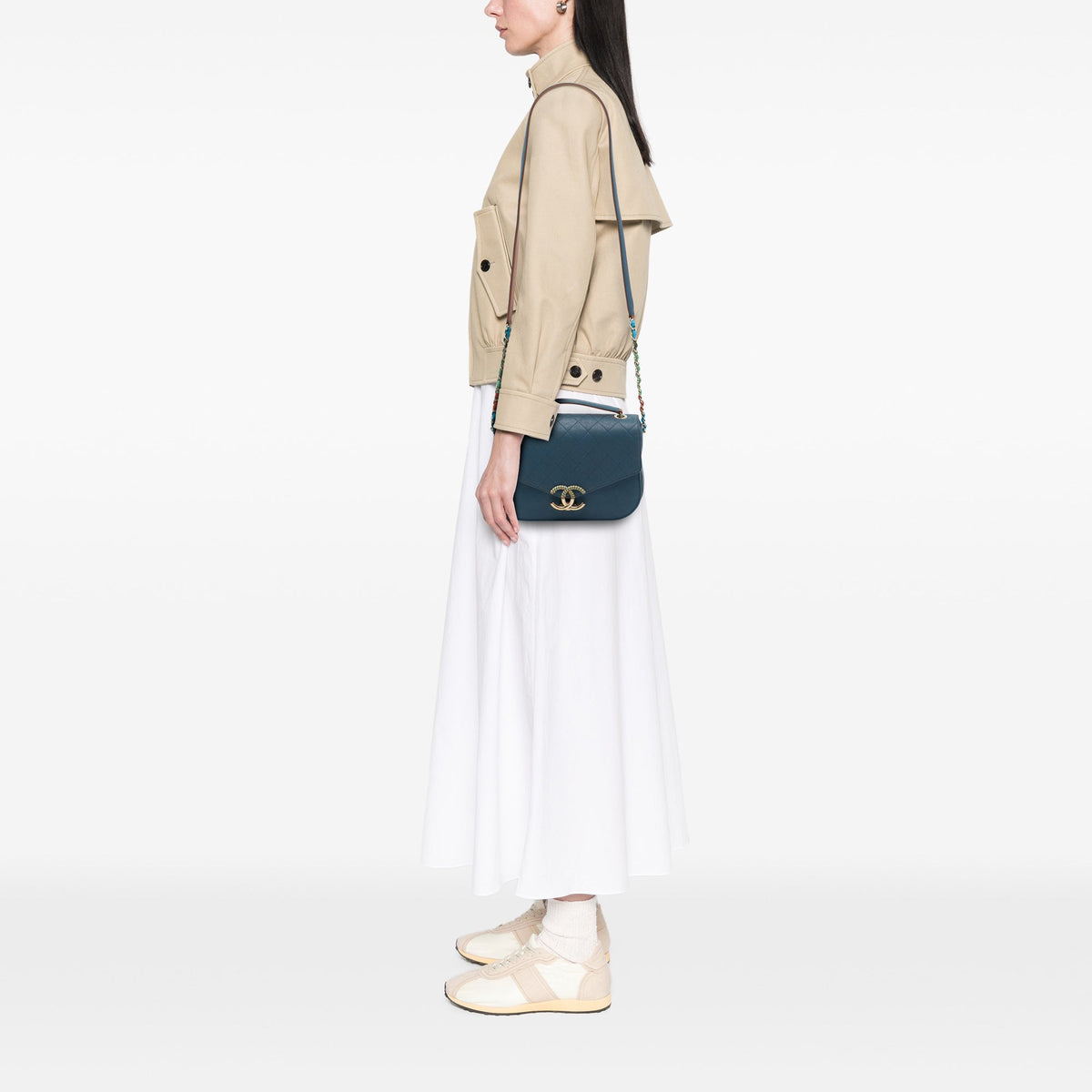 Chanel Paris Cuba Medium Quilted Caviar Thread Around Flap — Blue