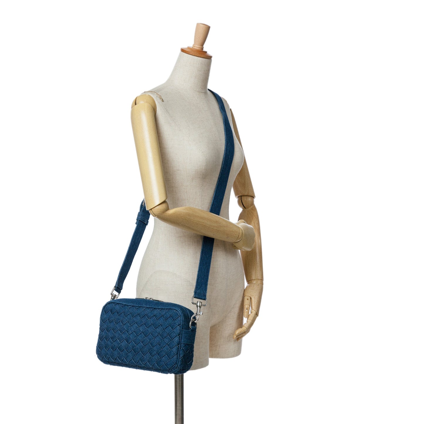 Bottega Veneta Small Denim Intreccio Camera Bag