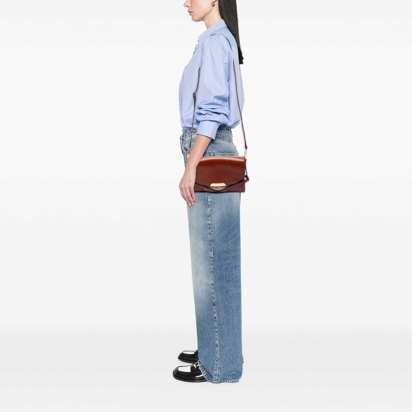 Burberry Leather and House Check Canvas Bridle Abbott Crossbody