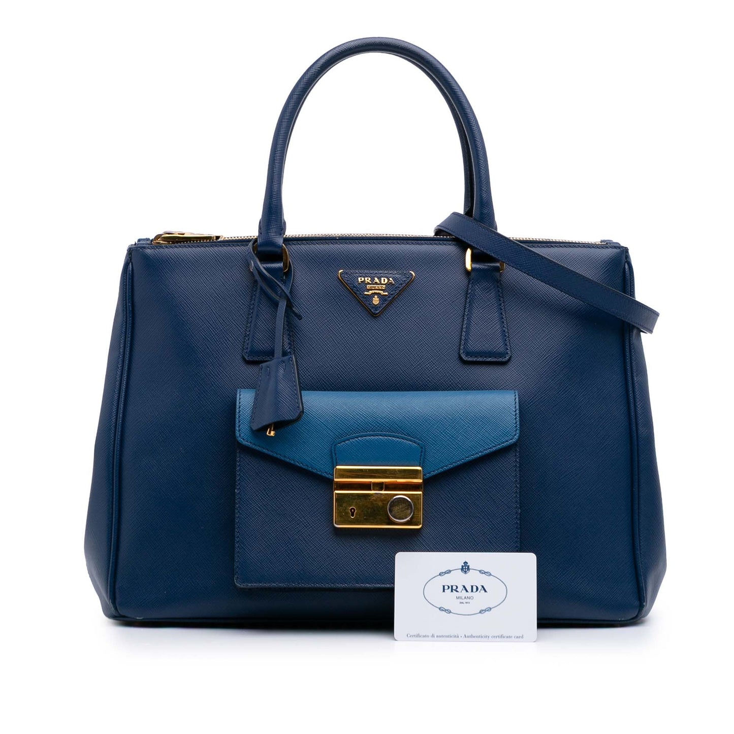 Prada Saffiano Lux Galleria Double Zip Front Pocket Satchel