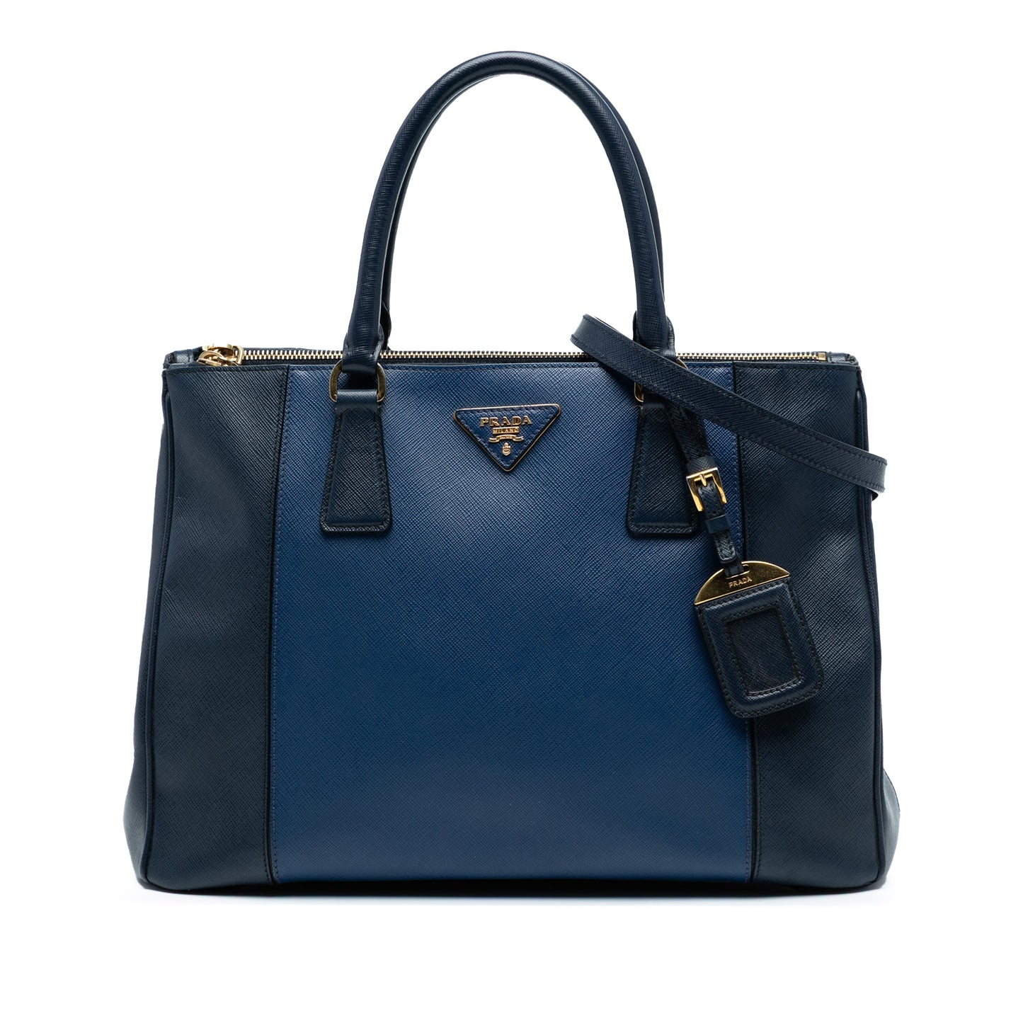 Prada Medium Bicolor Saffiano Lux Galleria Double Zip Satchel
