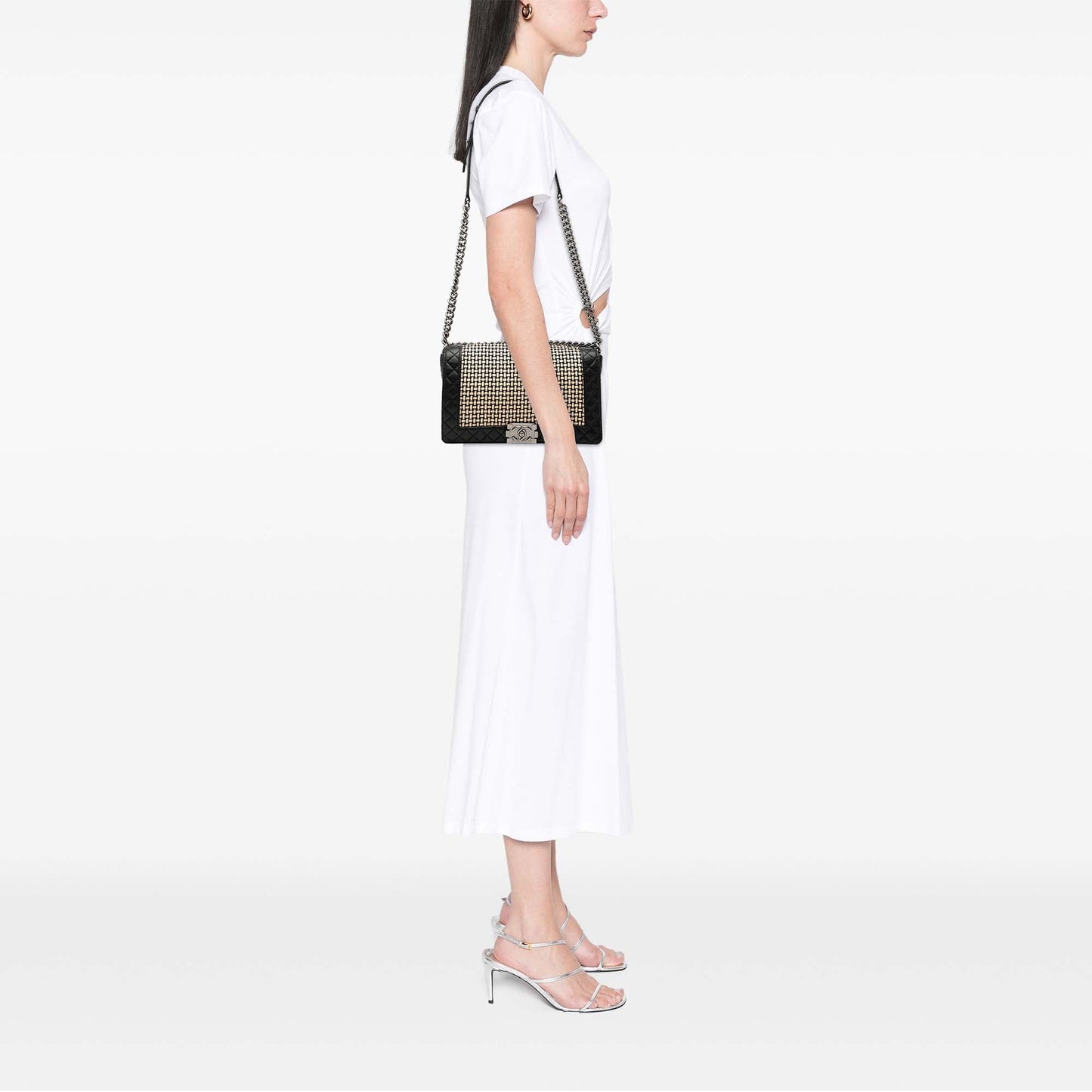Chanel Medium Woven Calfskin Boy Reverso Flap