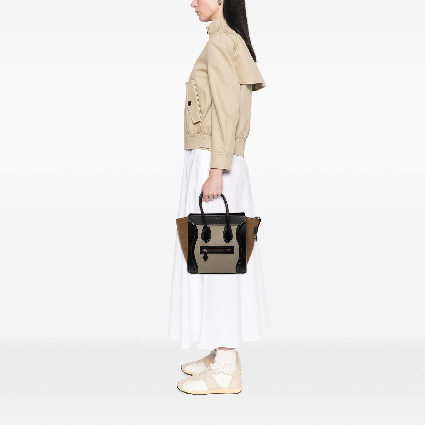 Micro Tricolor Nubuck and Calfskin Luggage Tote