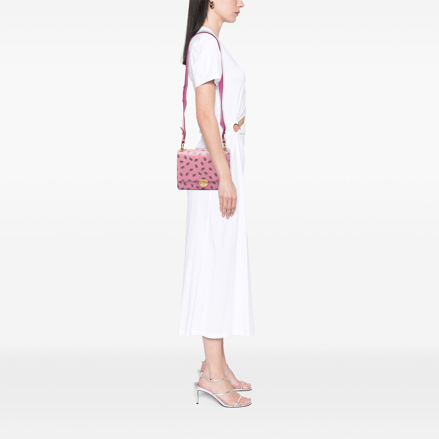Prada Saffiano Elephant Print Push Lock Crossbody